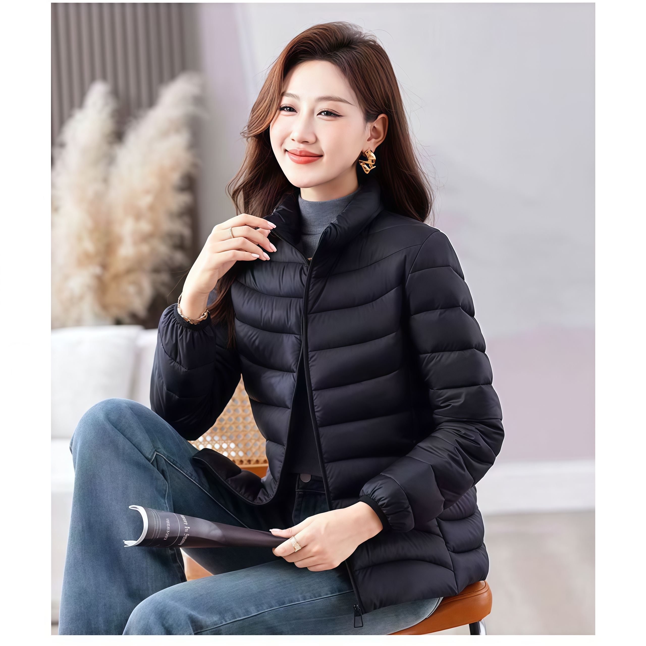 妈妈装秋冬棉服大码显瘦中老年女装轻薄棉衣外套短款立领小棉袄