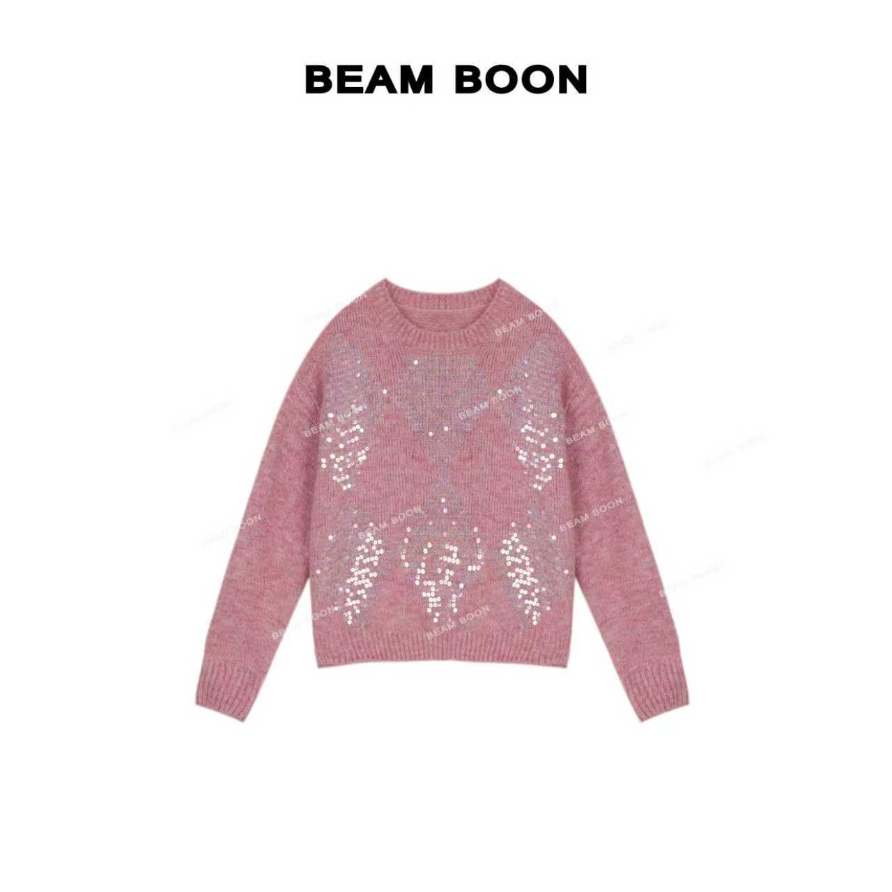 【璀璨星】B*c软糯蓬松柔软羊毛混纺渐变亮片闪钻圆领针织衫