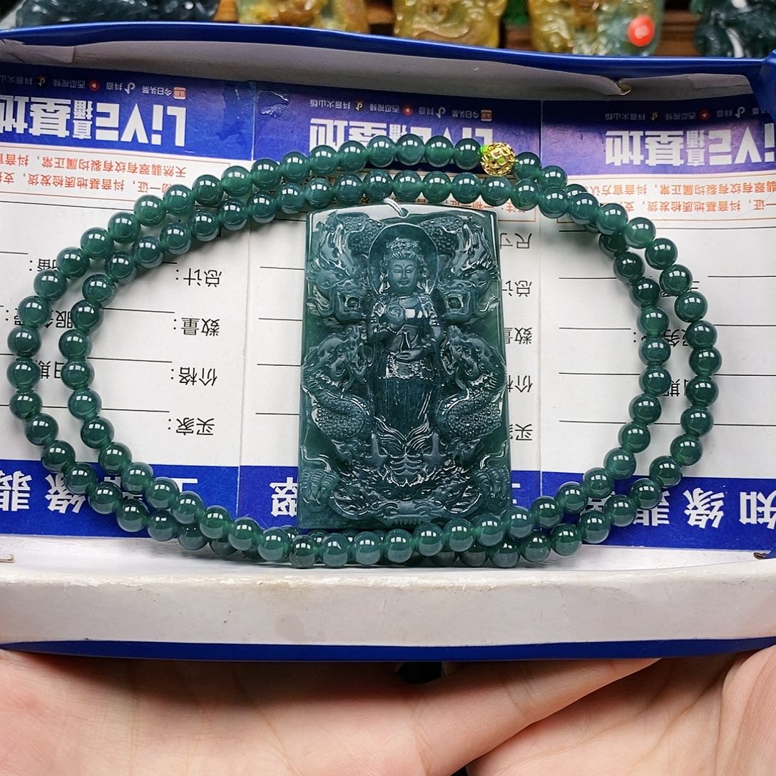 翡翠颈饰未镶嵌用****2观音