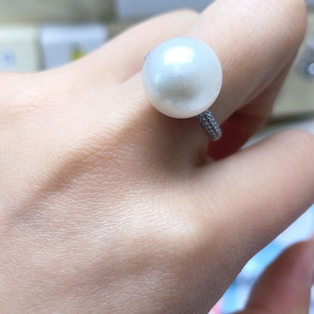 海水珍珠戒指银S925镶嵌