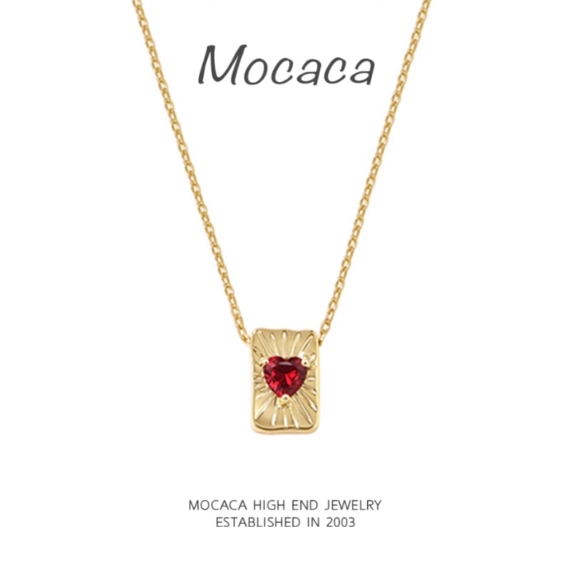 铜合金项链 MOCACA 镀k金 法式复古方牌爱心项链 MAC62
