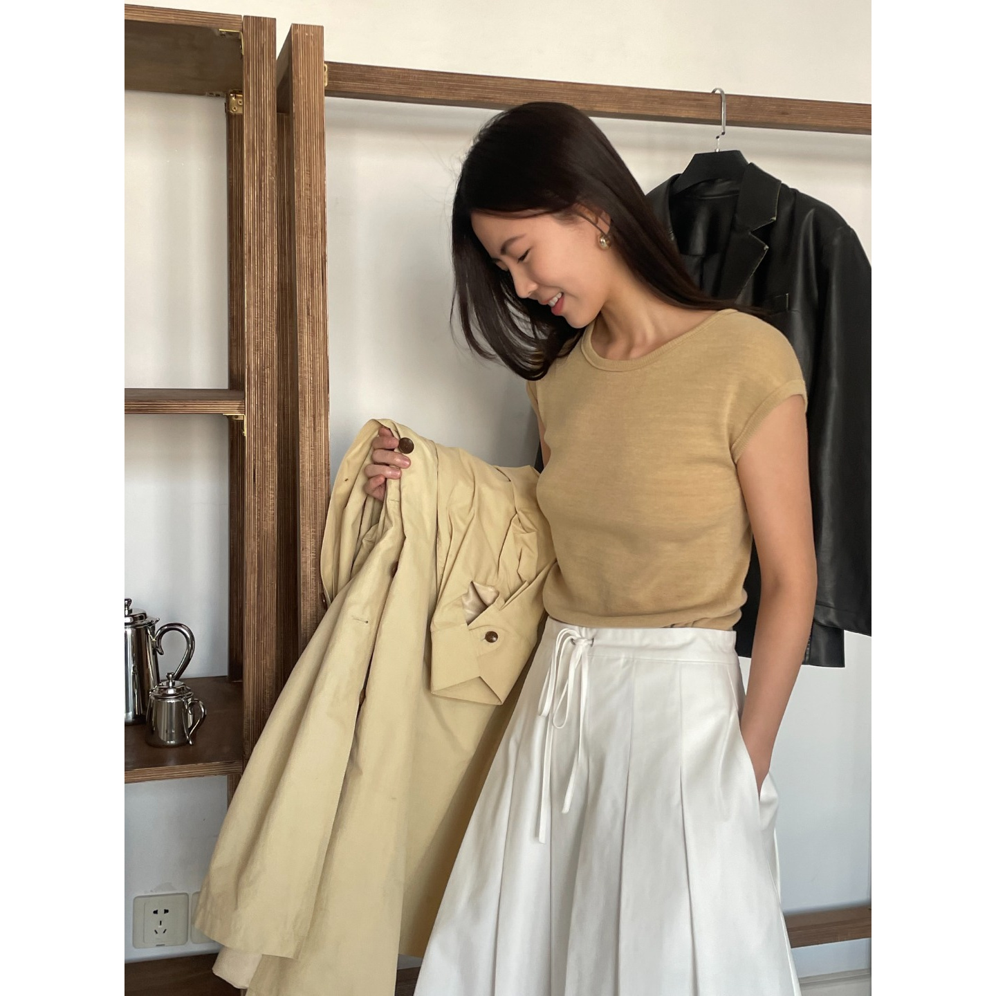 《2025秋冬新品》经典圆领微宽松小飞袖羊毛纱线百搭T恤 15267