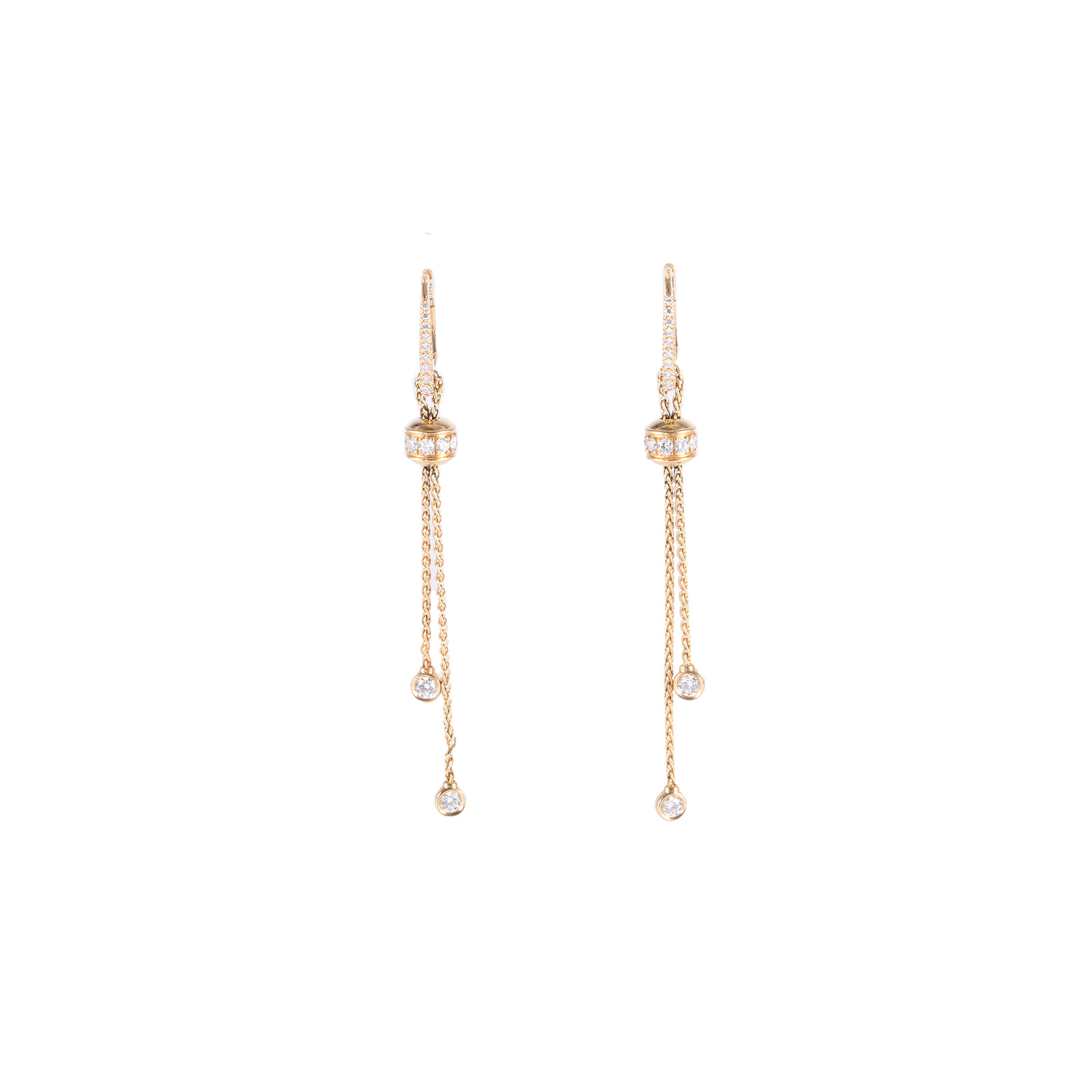 99新 Piaget/伯爵 攀攀特价 18K玫瑰金 半钻流苏吊坠耳钉