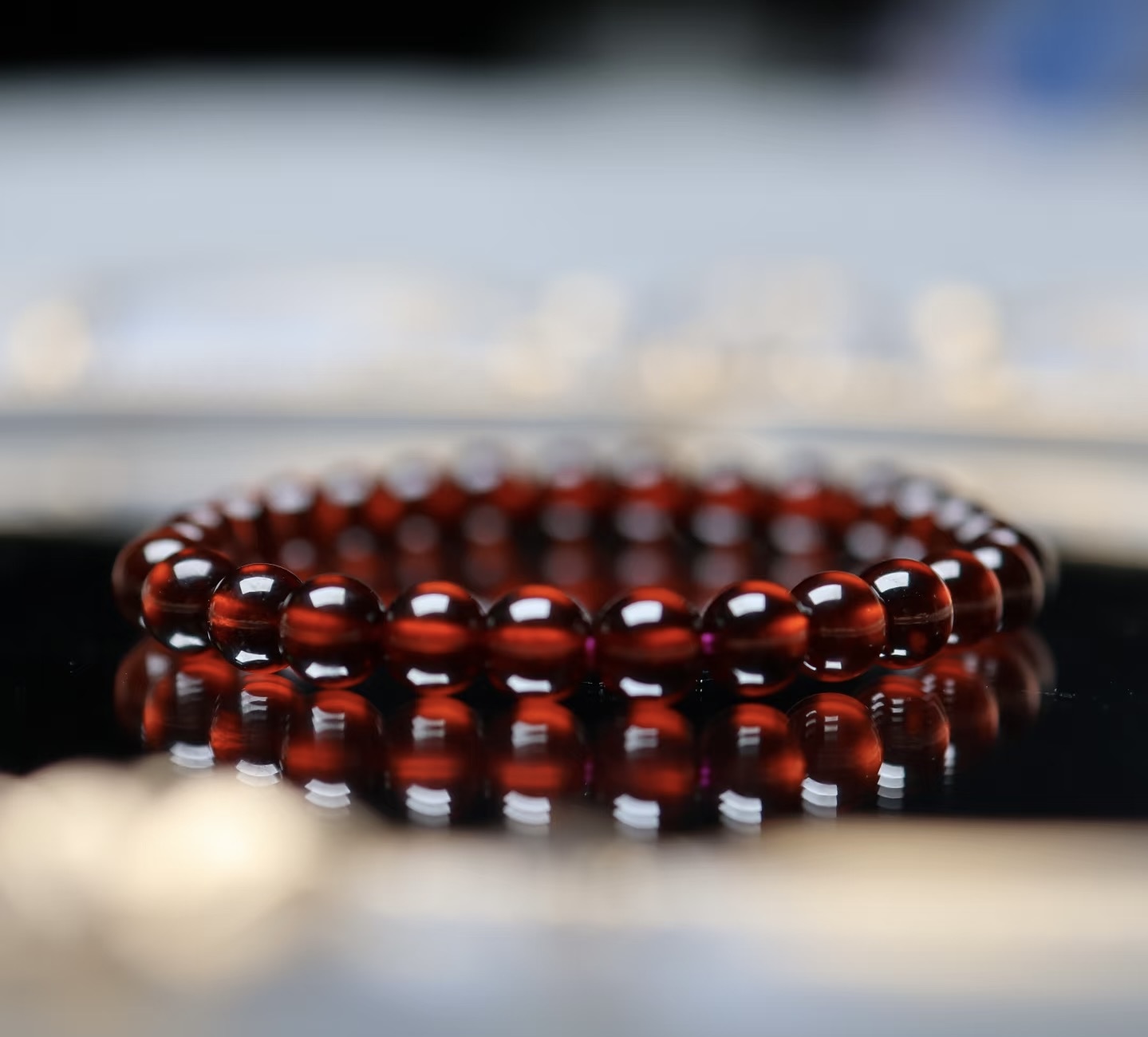 天然红石榴石女款时尚红色气质精美单圈