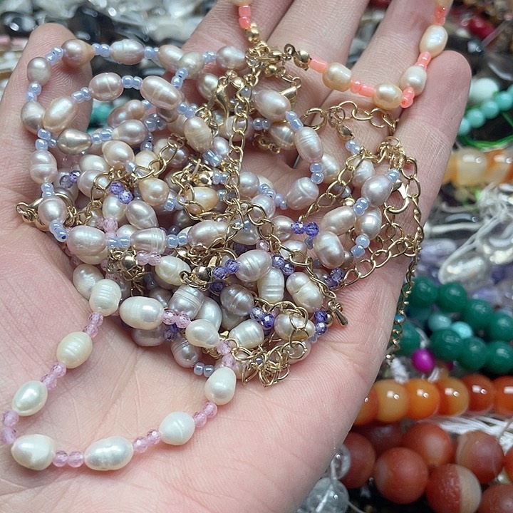 玛瑙/玉髓珠宝半成品未镶嵌一条珍珠手串