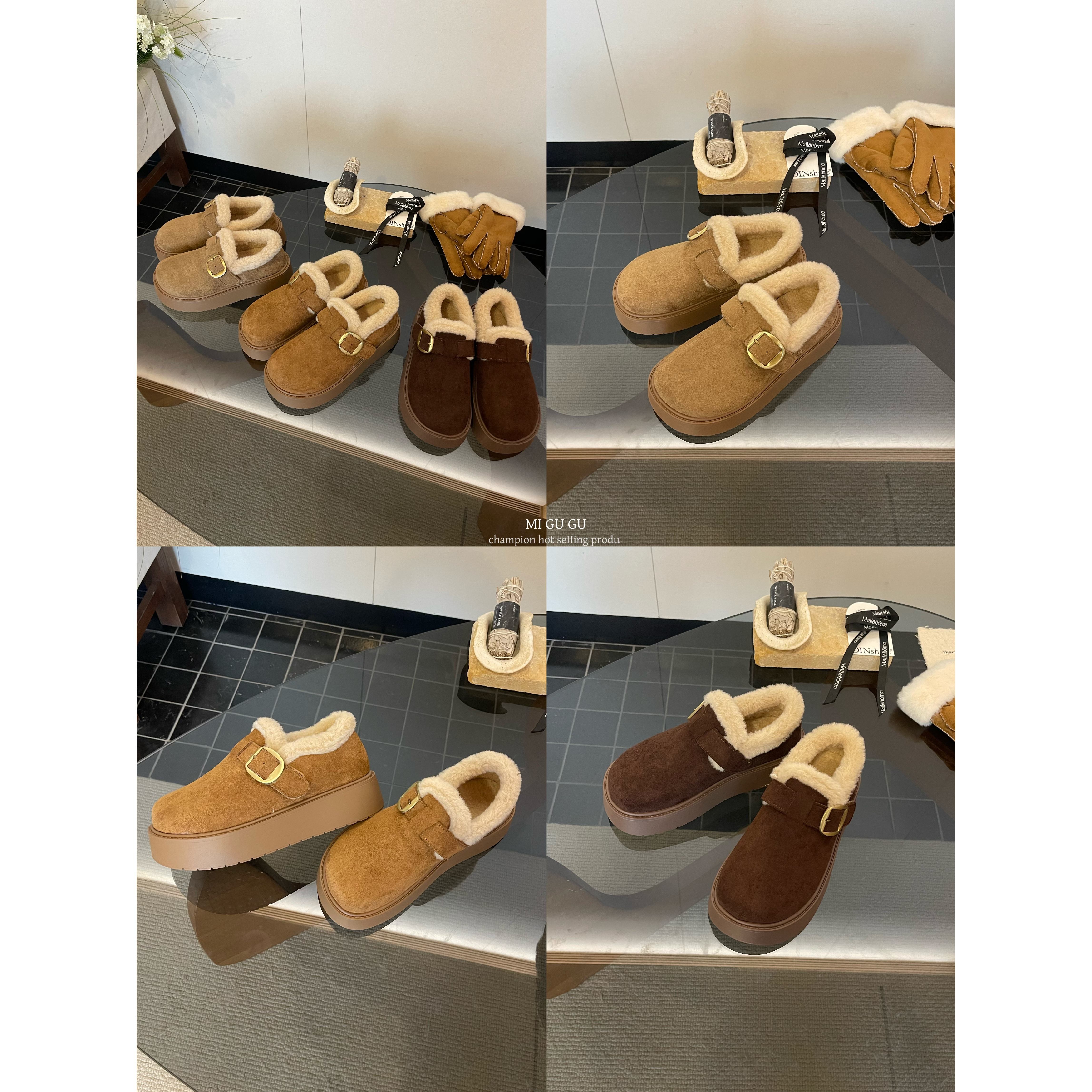 L-W-8#韩系慵懒毛绒边加绒雪地靴女(跟高5cm)