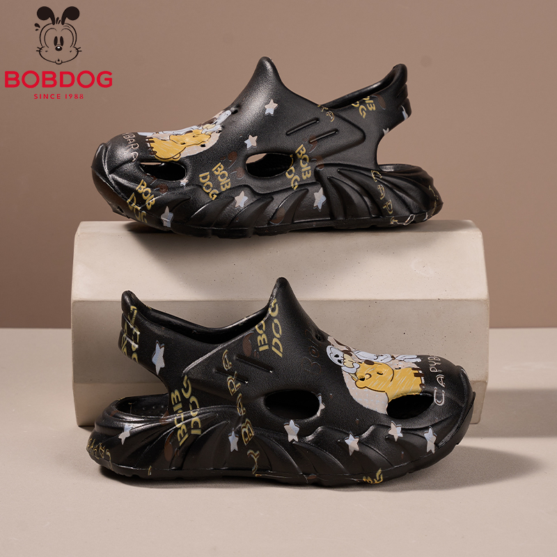 Bobdog/巴布豆夏季新款卡通防滑耐磨踩屎感包跟户外鞋儿童洞洞鞋