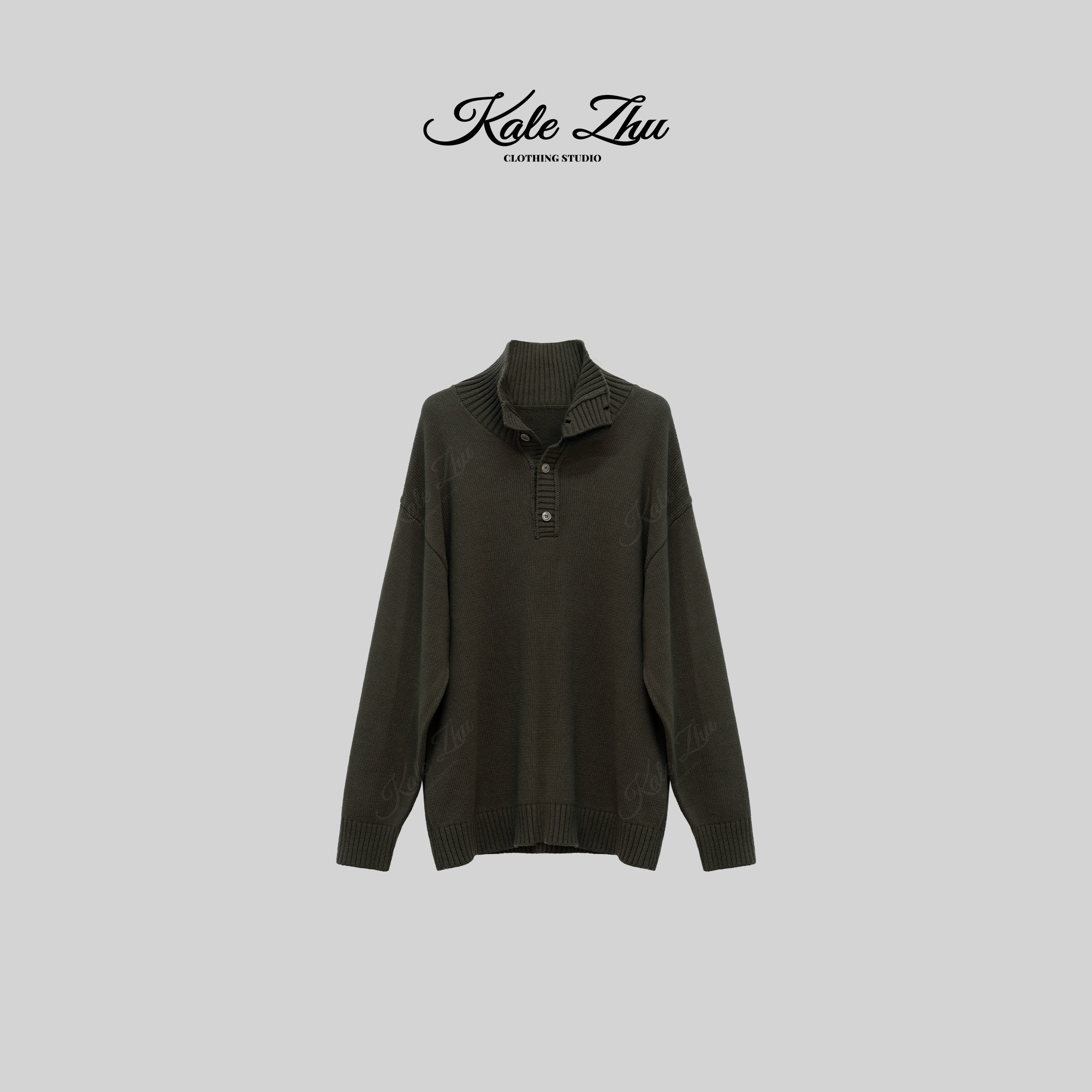 【KALE ZHU】5针640克重磅半开扣毛织长袖 KZYA4M059