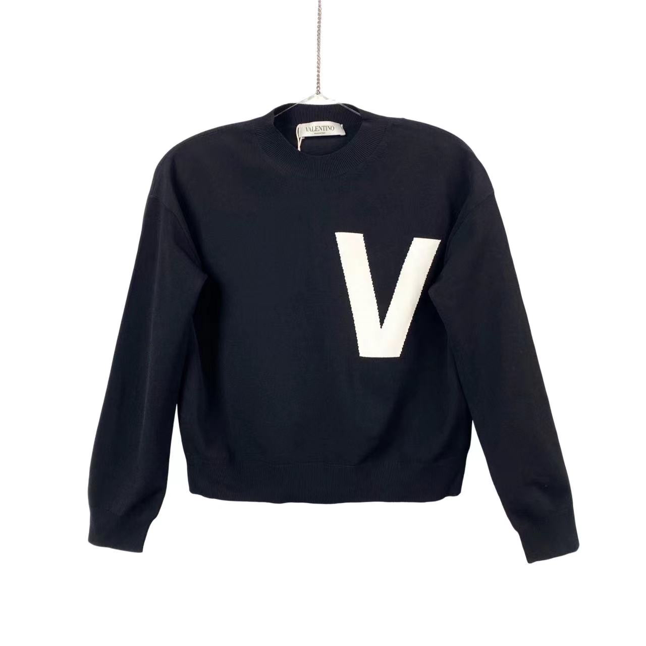 99新 Valentino/华伦天奴   黑色logo针织长袖 xs码