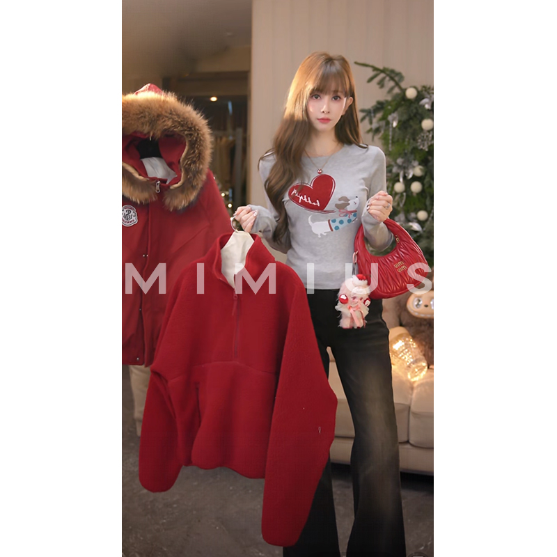 【mimius】肉肉爱心狗狗圆领修身印花T恤 G11235