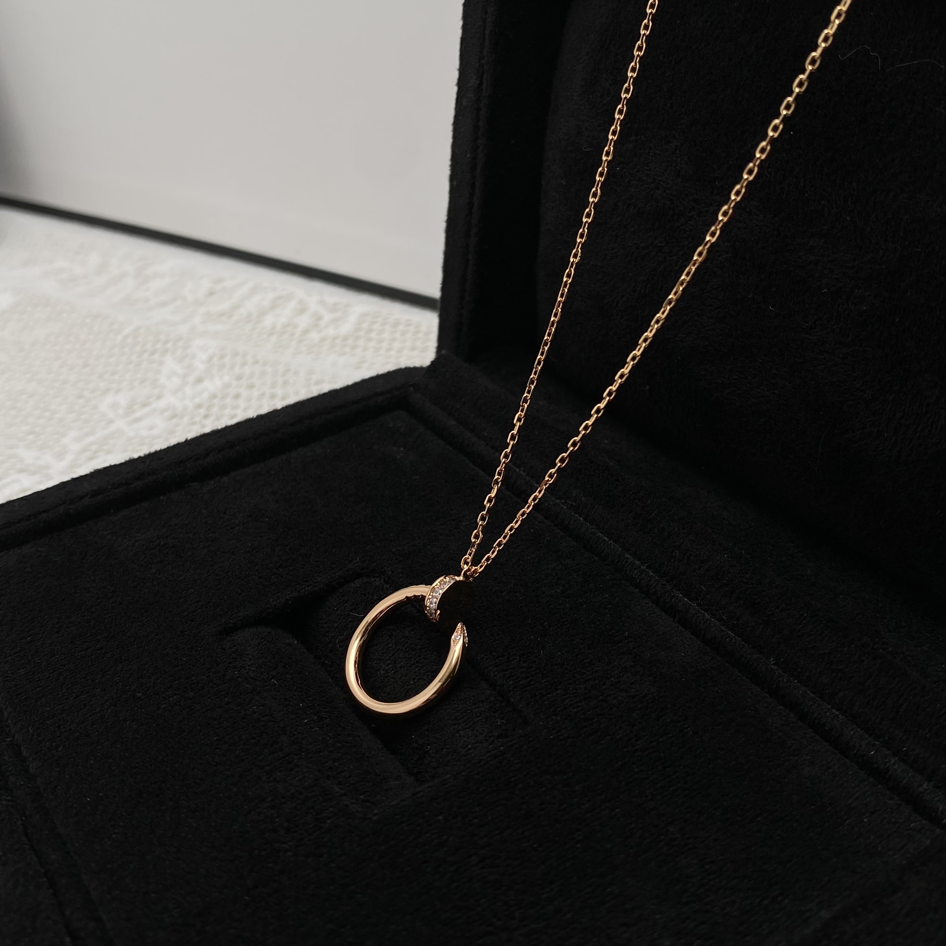 坠链均925银合成锆石 经典头尾半镶项链 气质轻奢时尚百搭小众