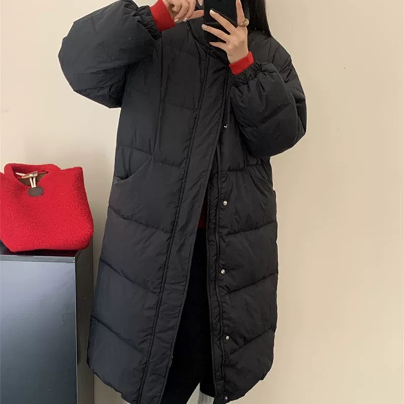羽绒服中长款韩系立领2025冬季90白鸭绒加厚保暖大被子外套