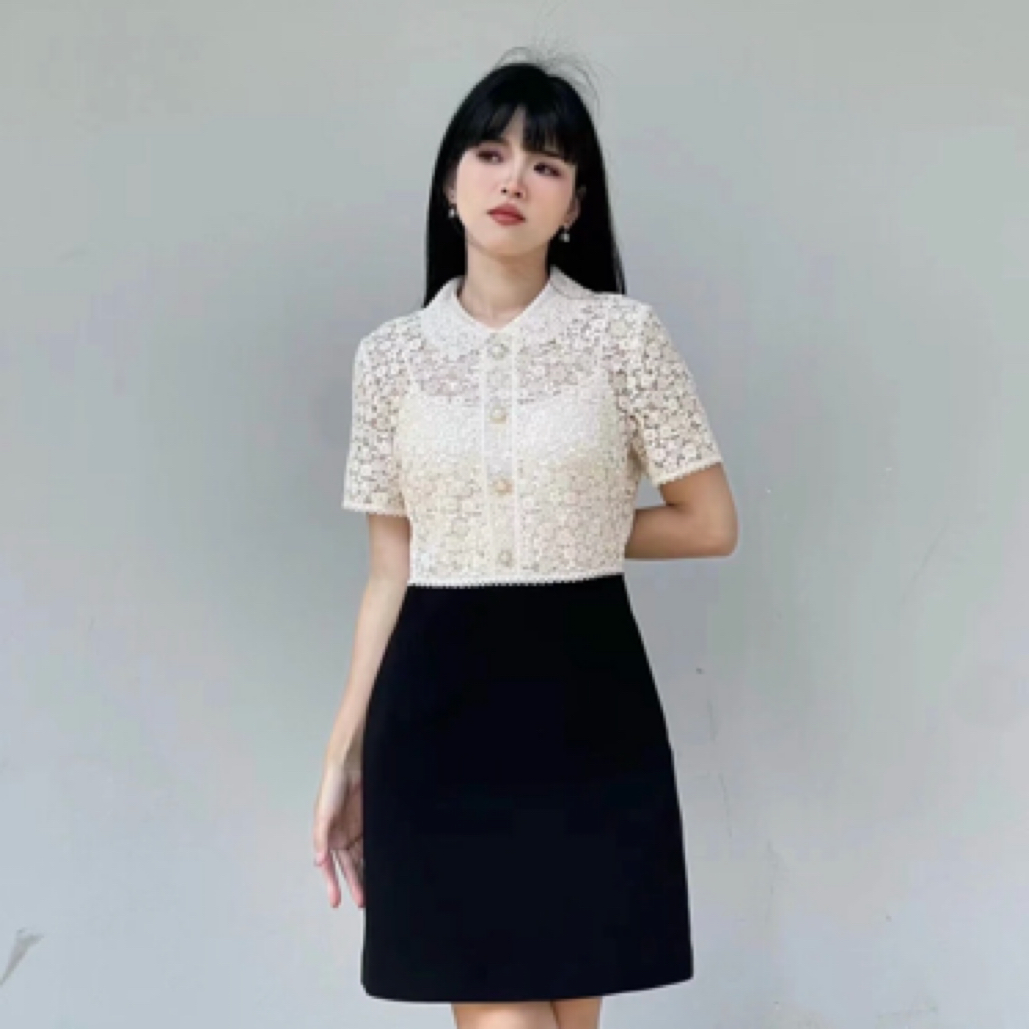 未使用 MIU MIU/缪缪 A100817/蕾丝珍珠连衣裙/40码 