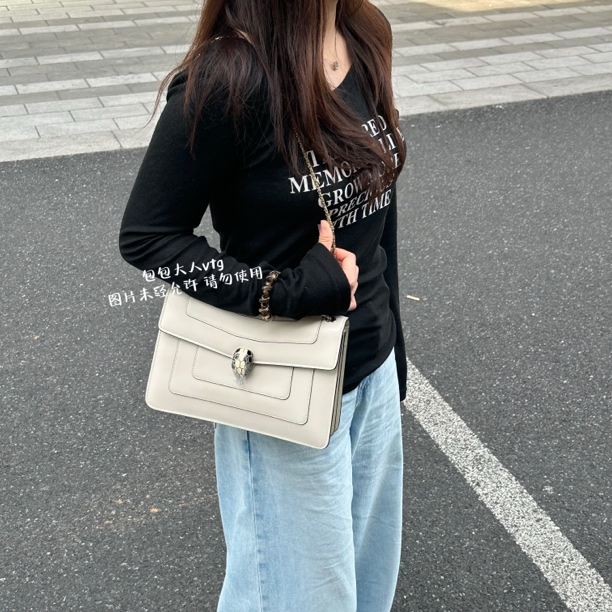 95新 BVLGARI/宝格丽 白雪公主中号蛇头包单肩包