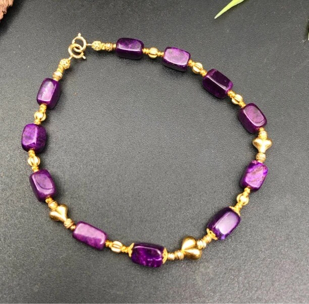 【圣芭黎】18K天然舒俱来手链面包珠帝王紫丝绒4-5多样性发一DD1628