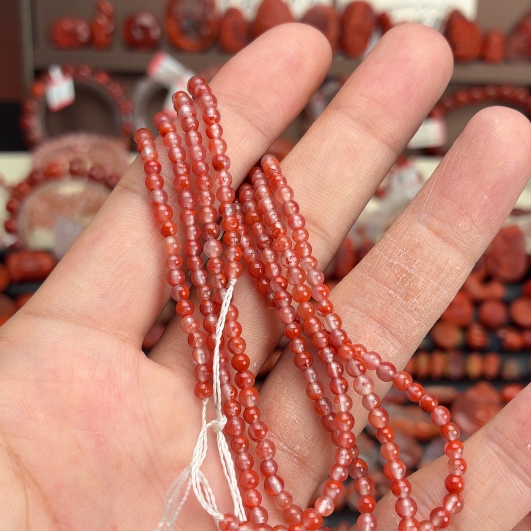 南红玛瑙未镶嵌颈饰冰飘红小米珠3+