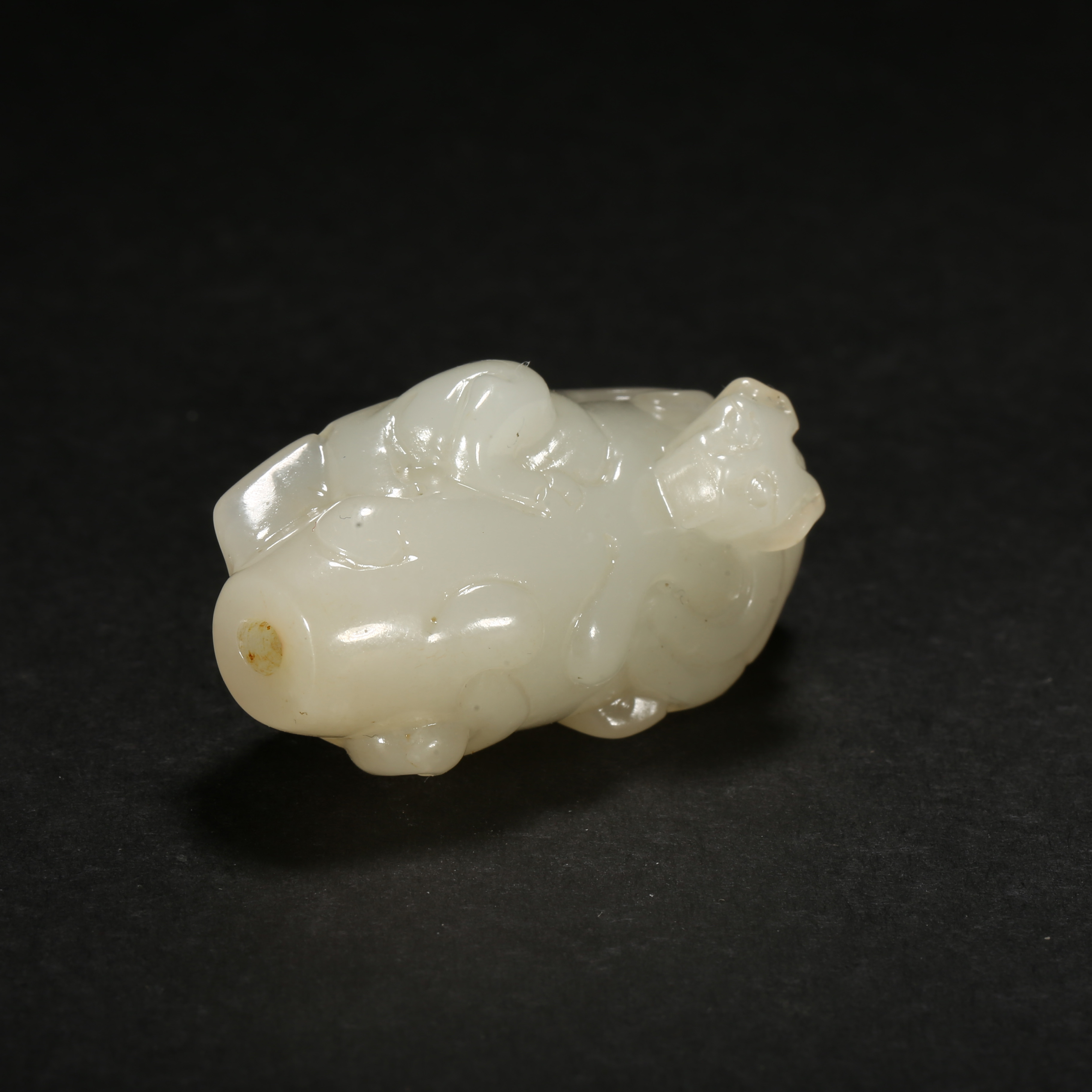 民国*白玉浮雕龙纹勒/WBHNWJ25092952/和田玉【北京文博】