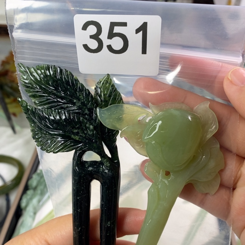 【闪购商品】岫玉发饰未镶嵌琴**俗