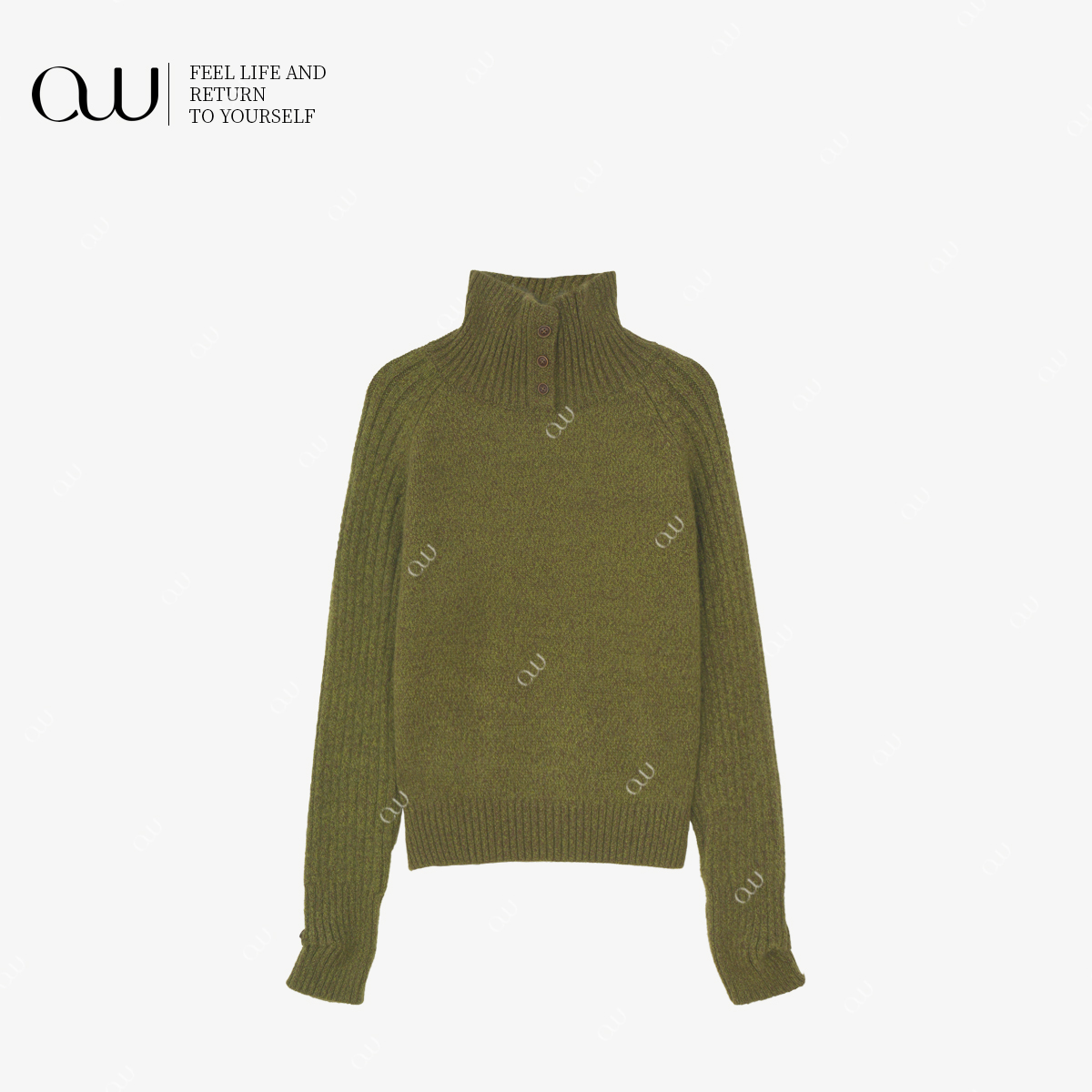 【老白不白】冬季长袖保暖百搭半高领绵羊毛针织衫OW252MY013J