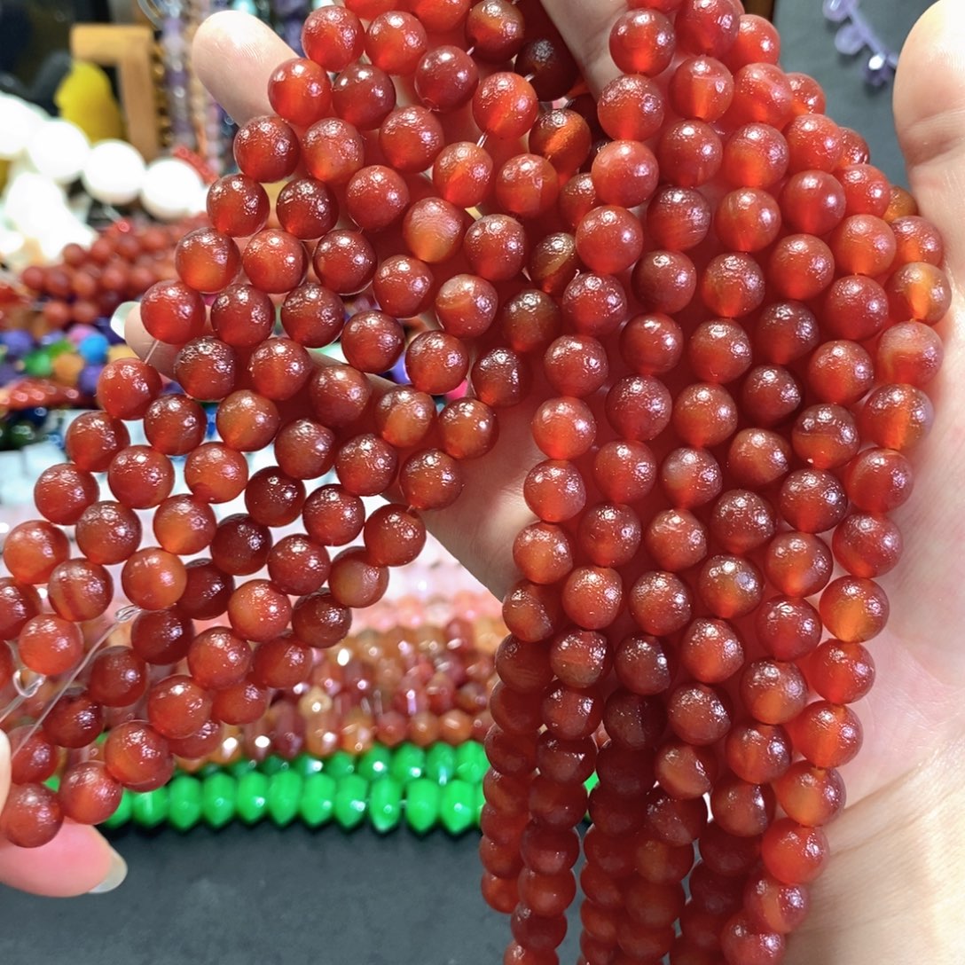 未镶嵌玛瑙/玉髓珠宝半成品橘皮玛瑙一条卡10mm