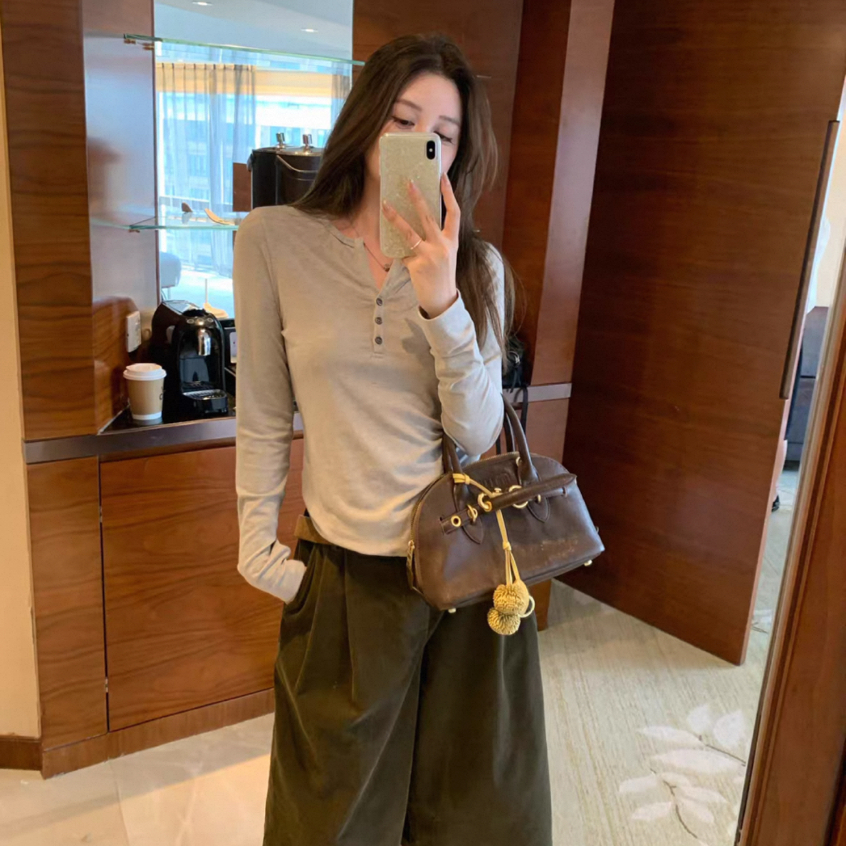 素素家 洋气减龄新款《含绵羊毛显瘦长袖打底衫》秋冬季内搭打底衫