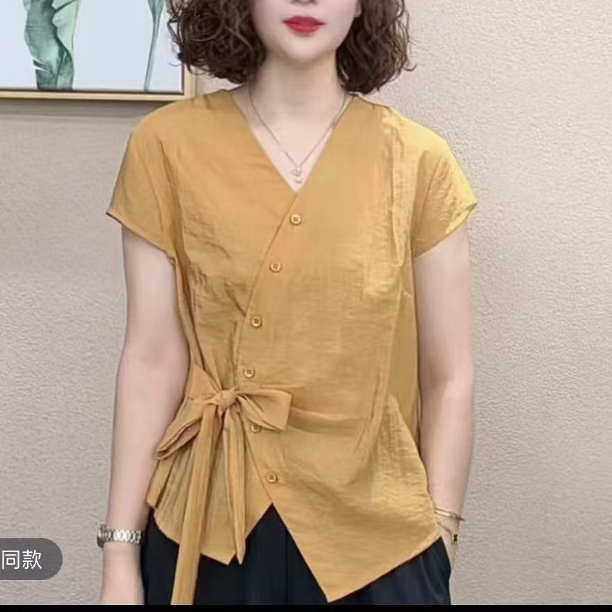 《806》夏季新款时尚洋气百搭减龄显瘦女短袖气质T恤上衣