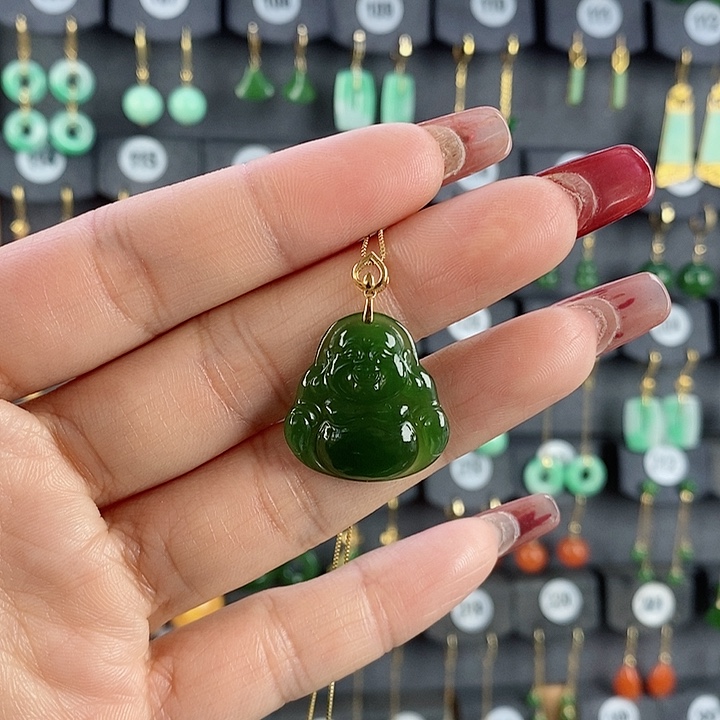 和田玉吊坠(赠链)18K金镶嵌