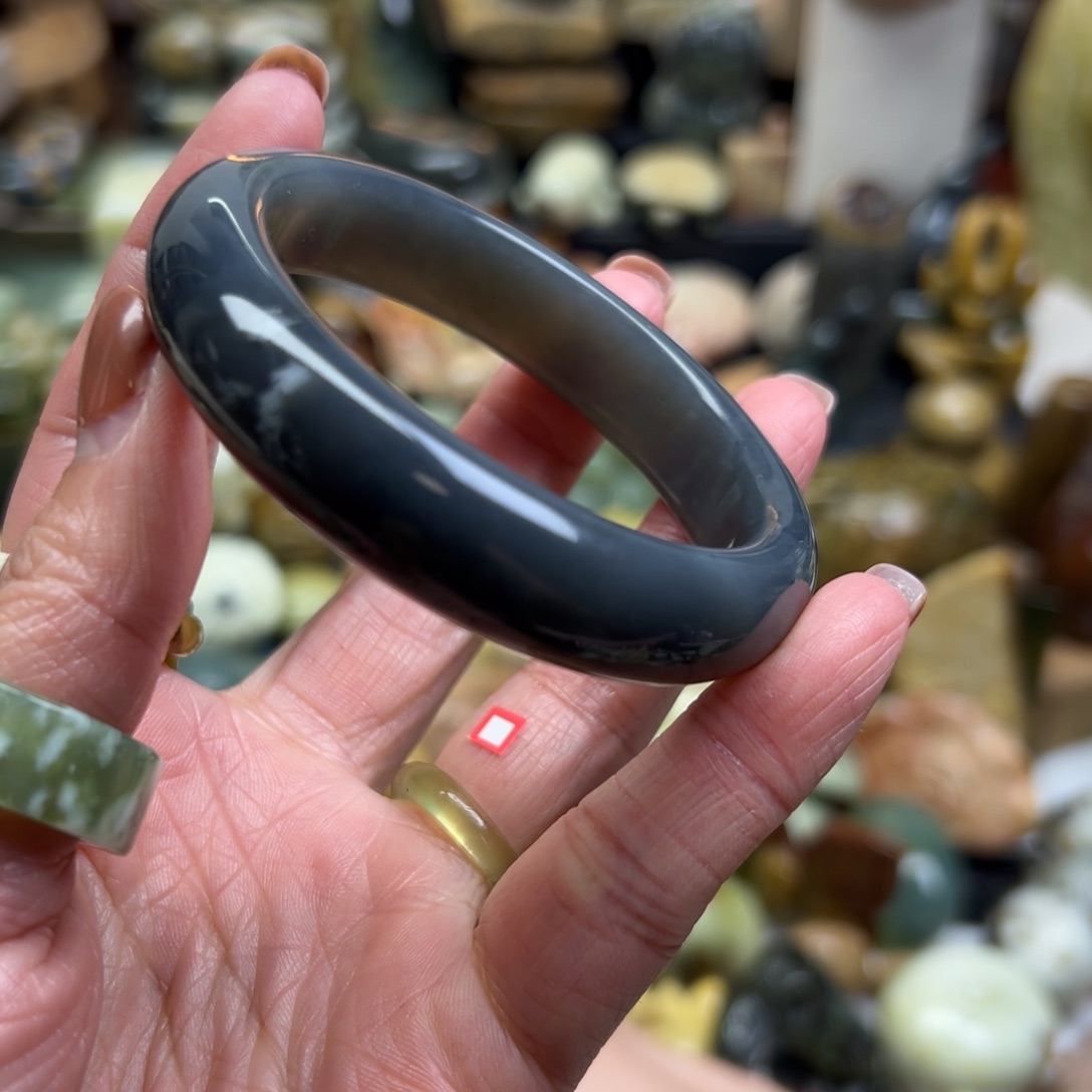 岫玉未镶嵌颈饰水墨烟紫53.6