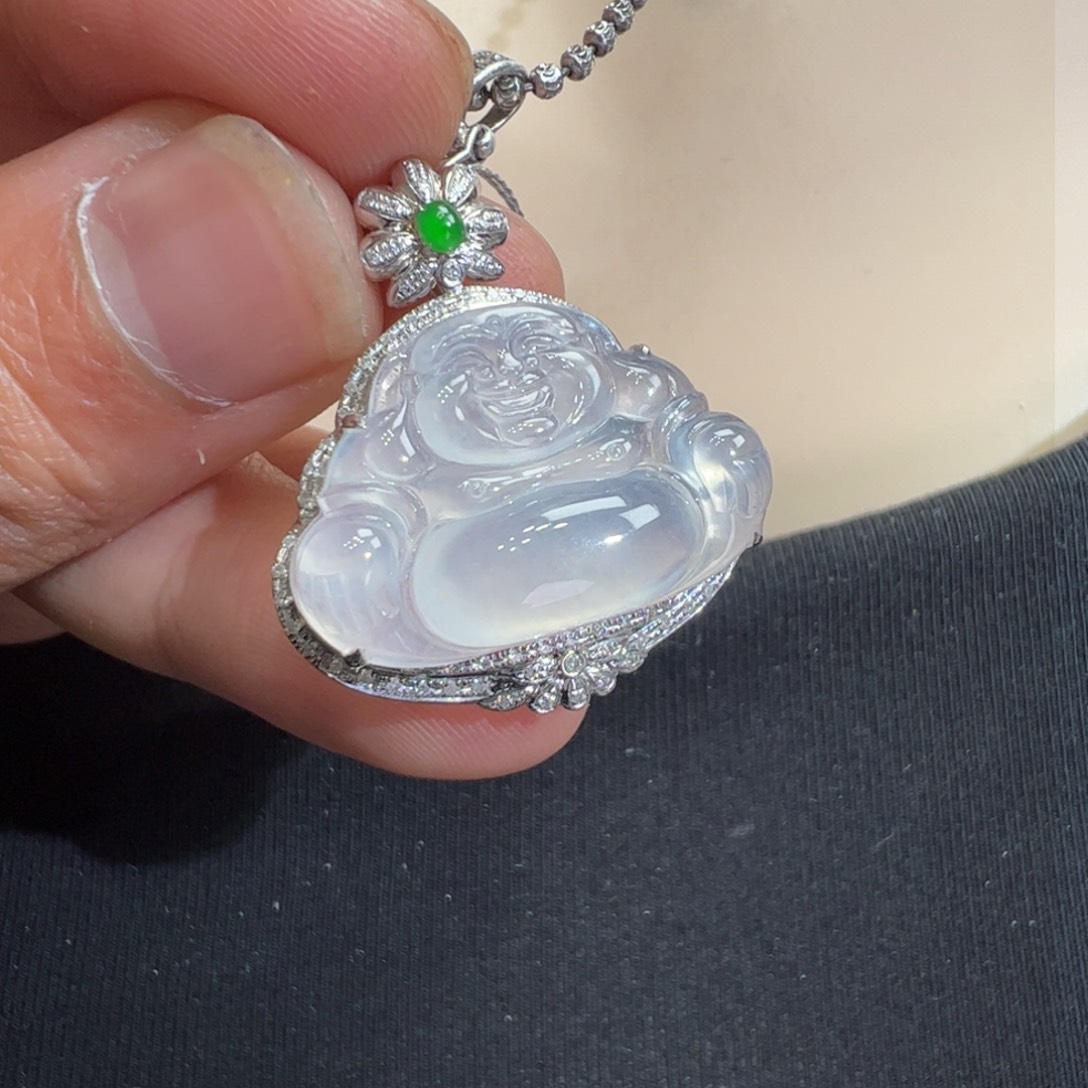 翡翠吊坠(不含链)18K金镶嵌