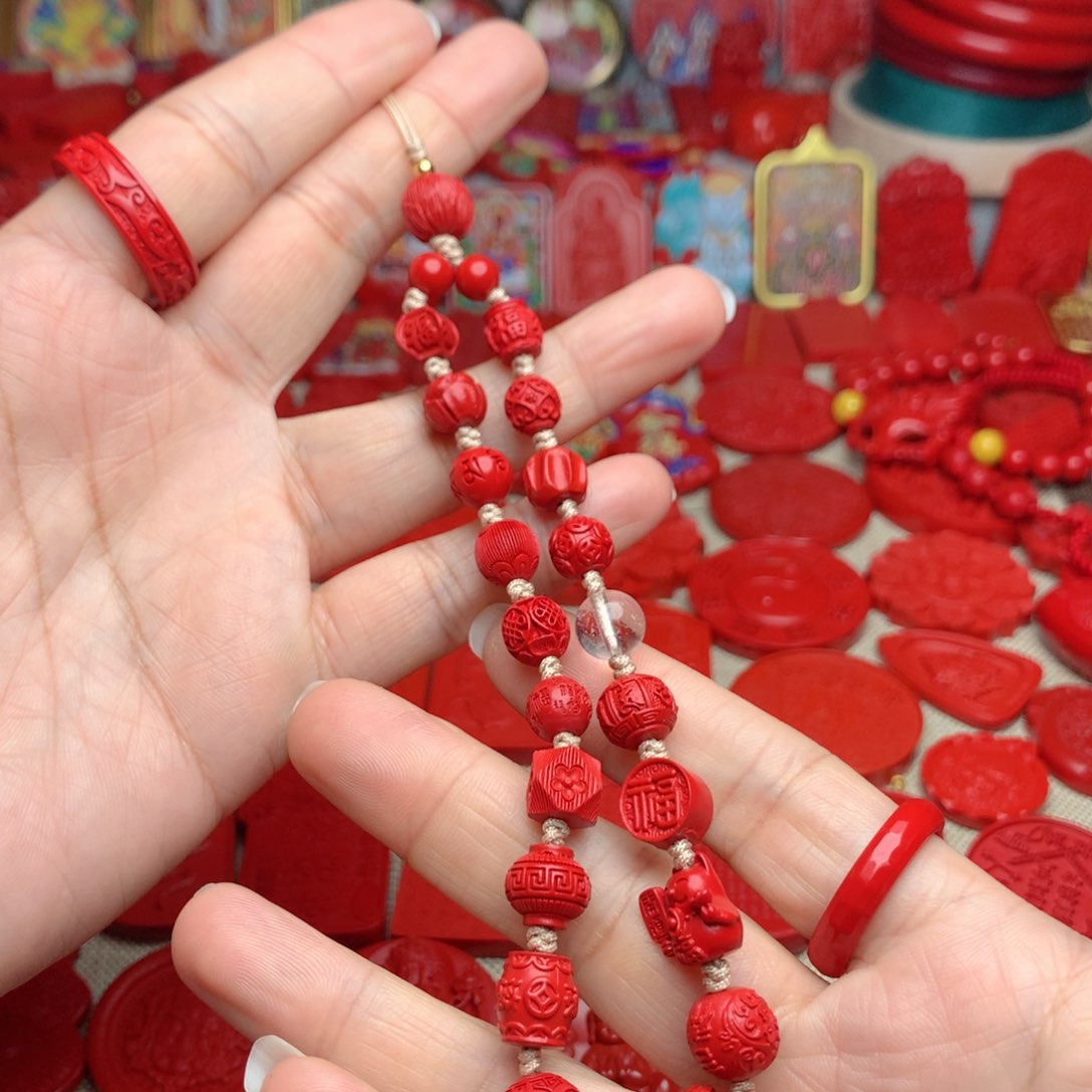 天然辰砂工艺品朱砂手机链