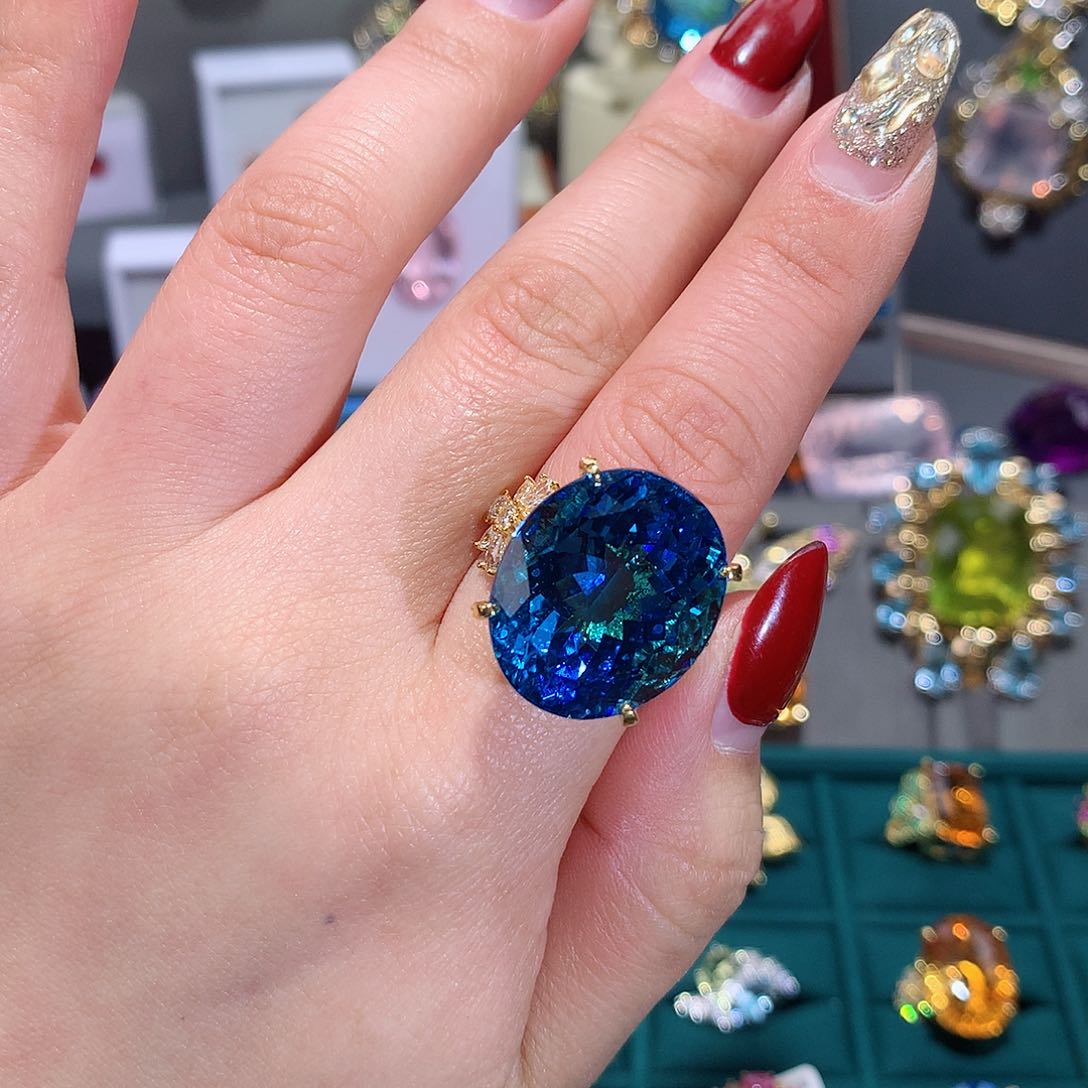 托帕石戒指9K金镶嵌戒指