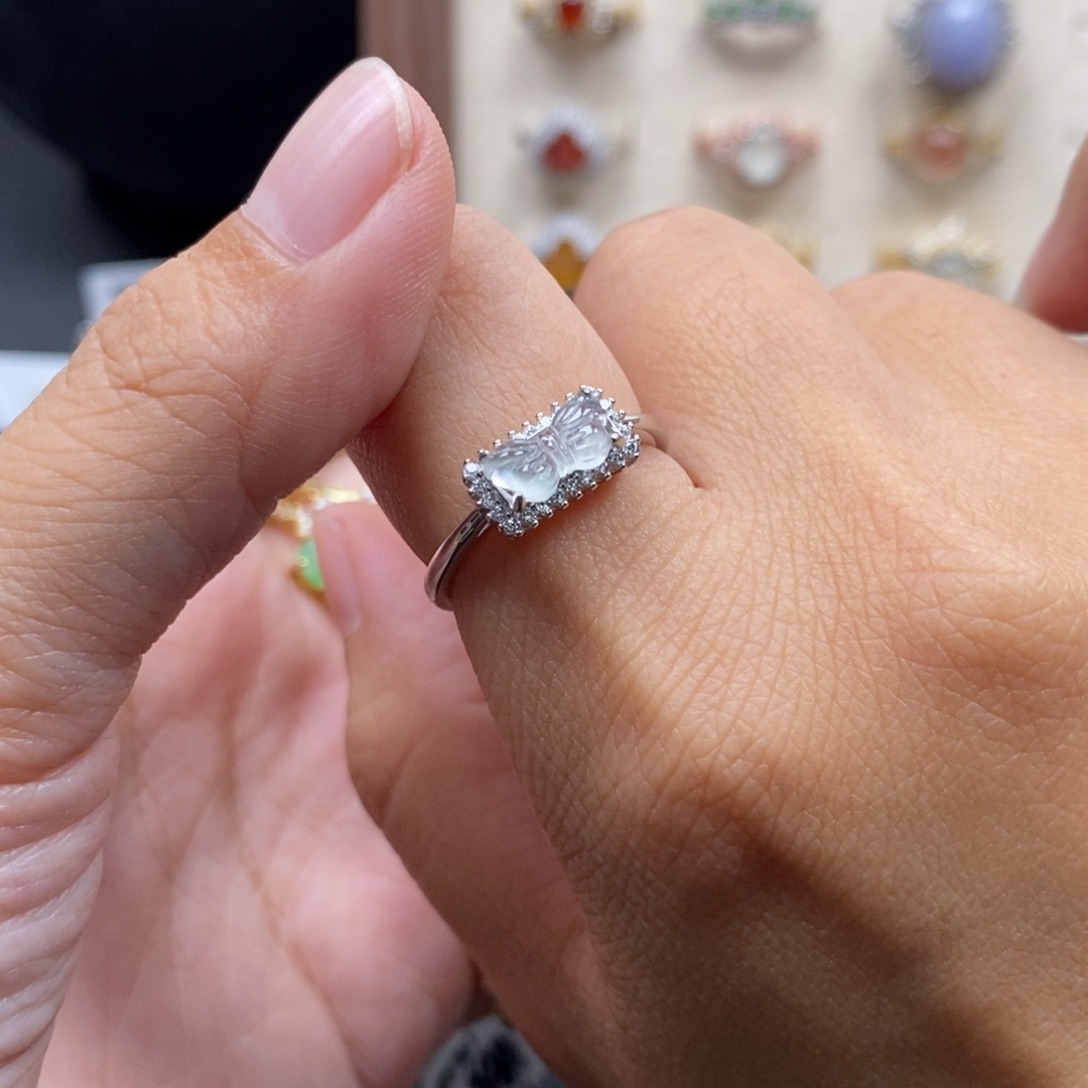 简***之翡翠银S925镶嵌戒指