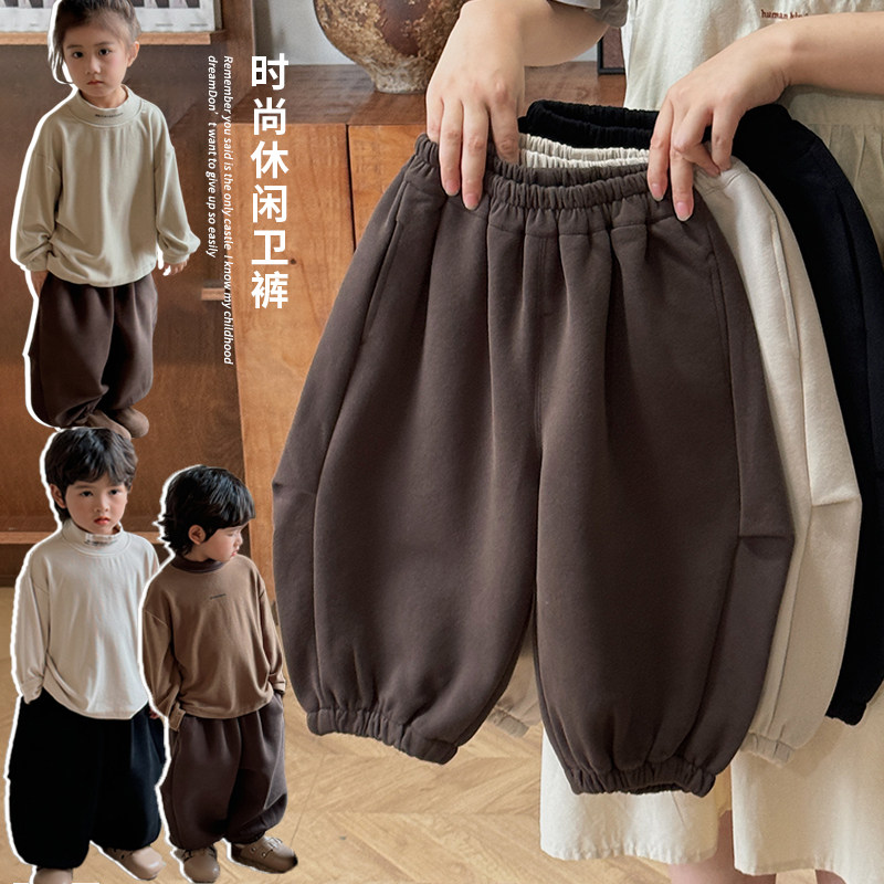 【冬清仓】春秋韩版男童女童捏折宽松卫裤儿童灯笼裤24DK011