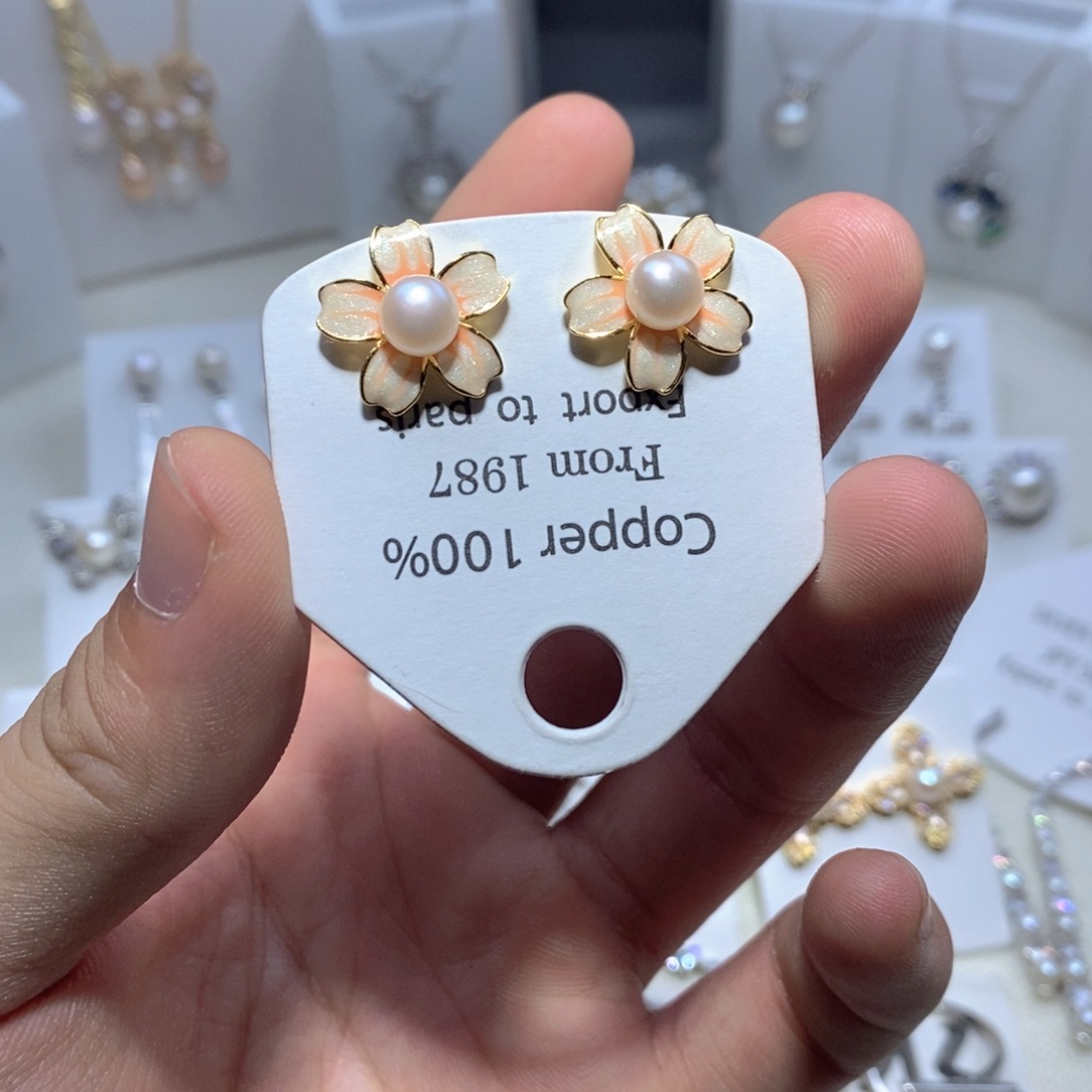 淡水珍珠耳饰银S925镶嵌