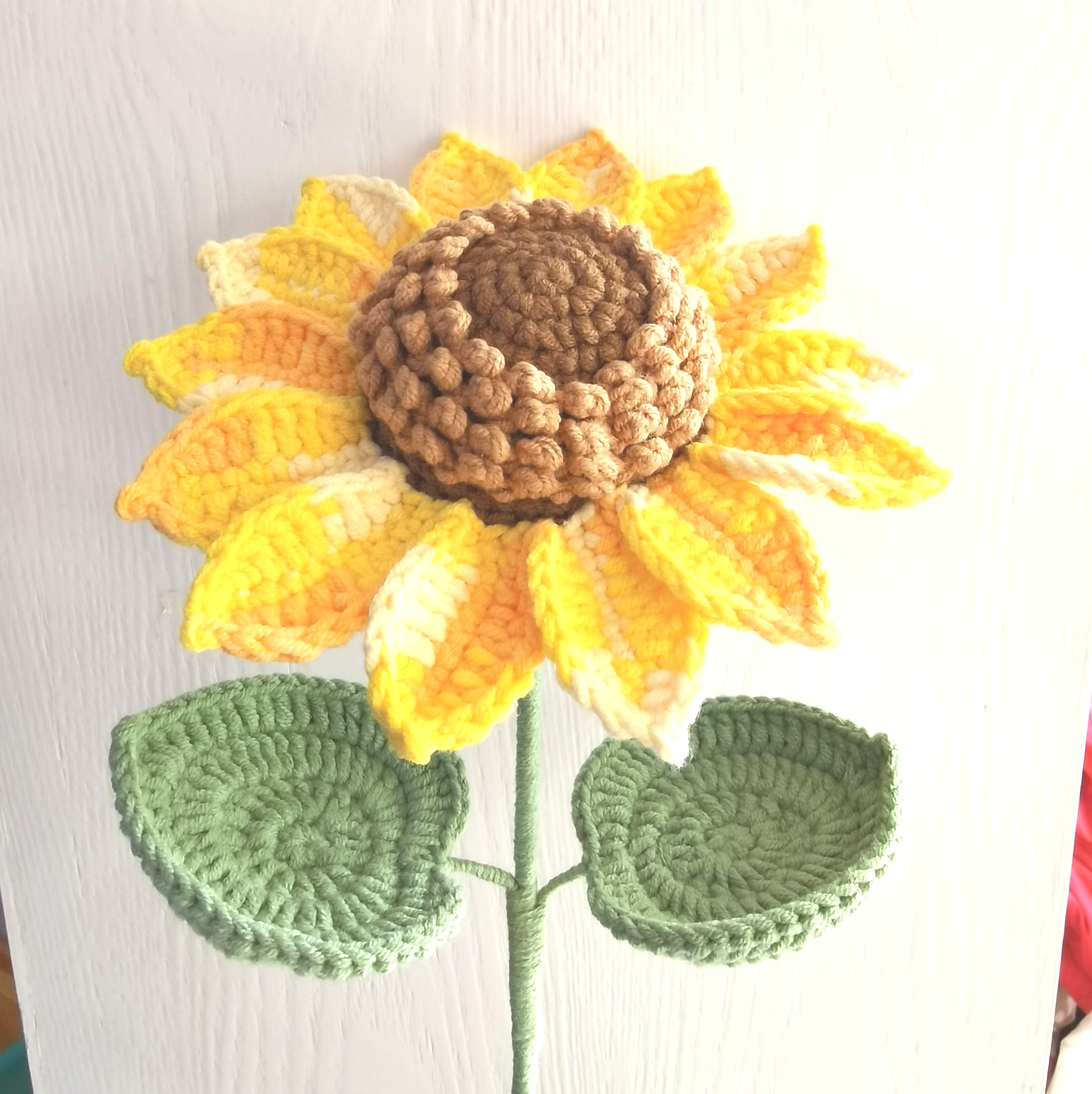 雪五向日葵钩织成品花束