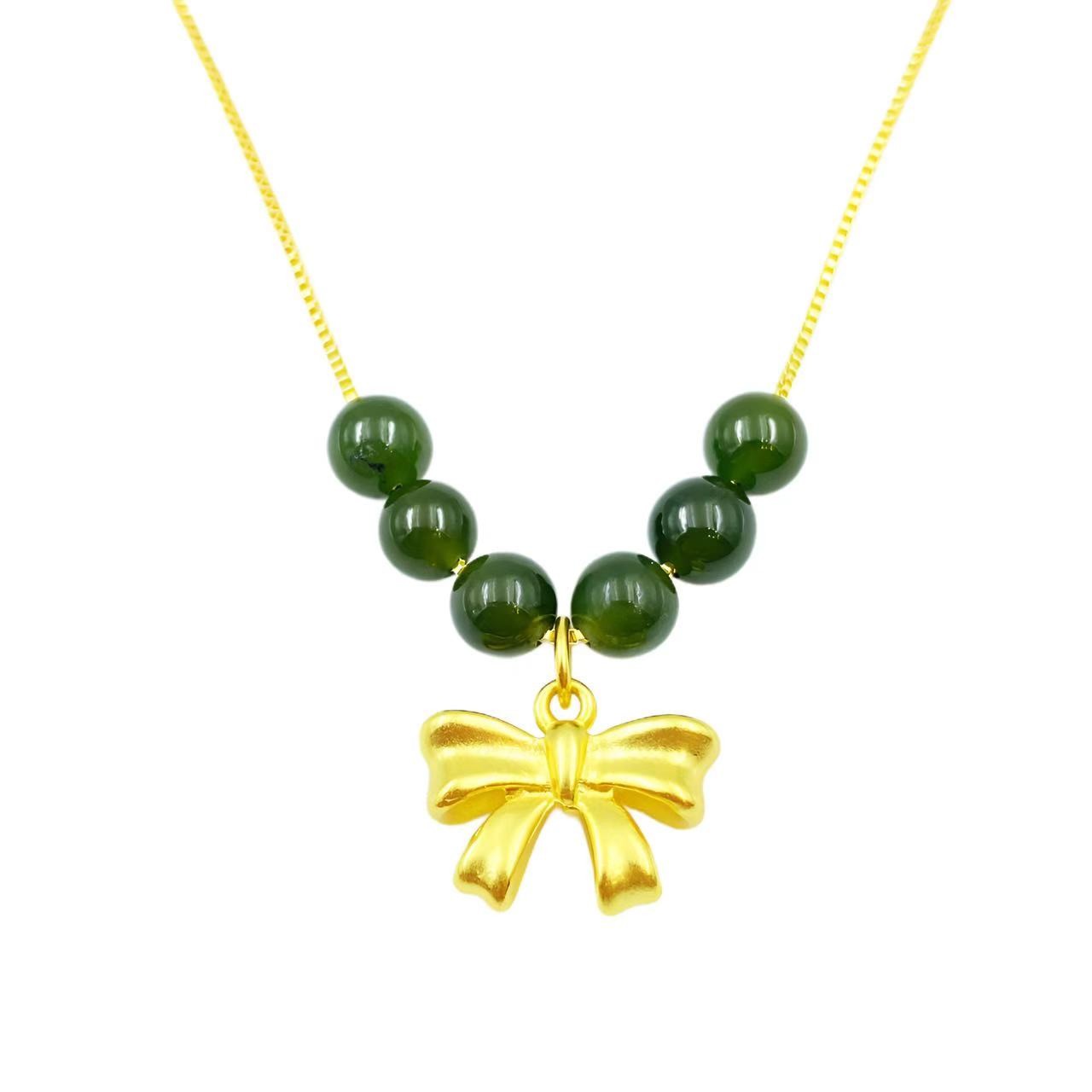 和田玉轻奢蝴蝶项链Y1350A-赠包装合金