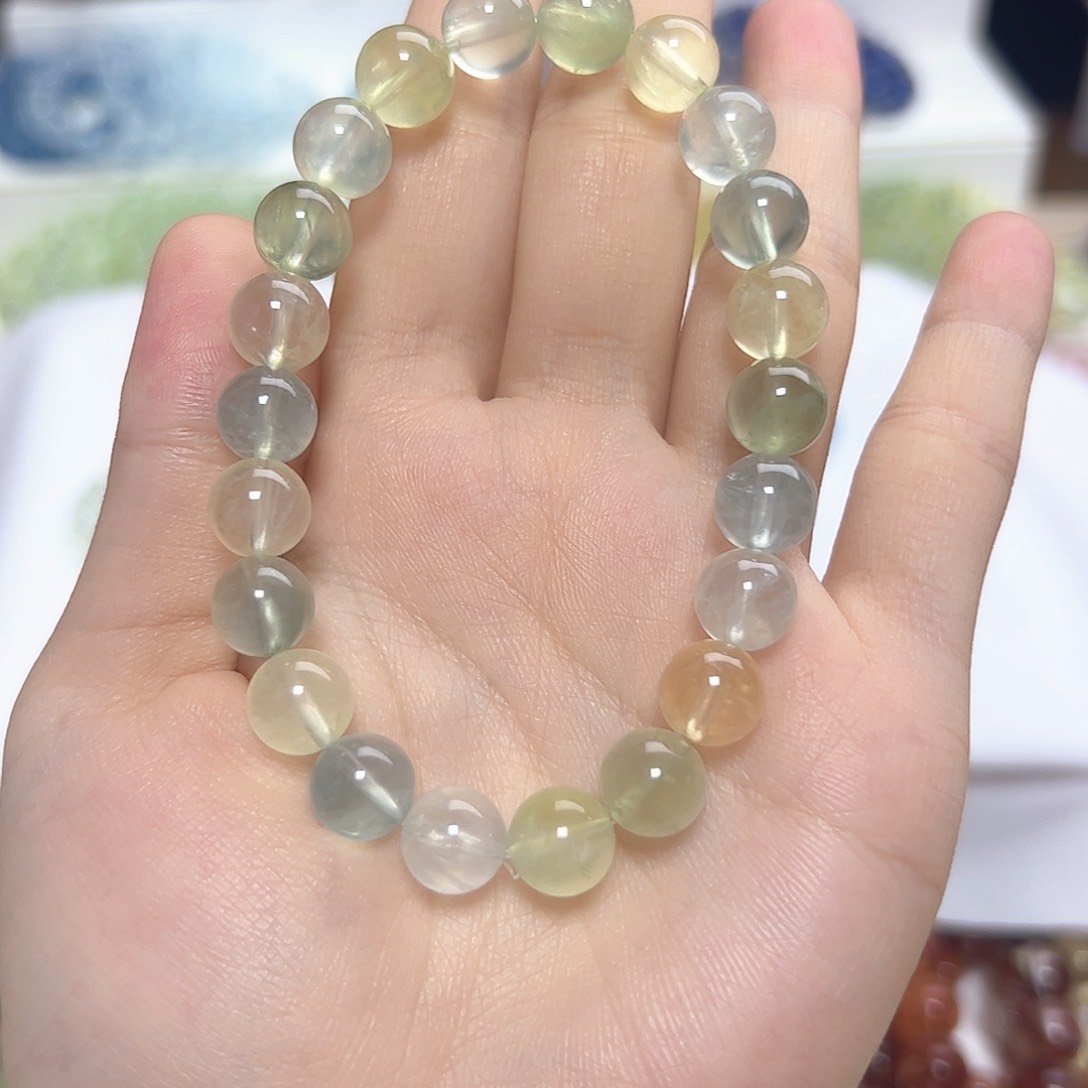 水晶手串未镶嵌L**e渐变葡萄石9咪拍十次合一单 不带证