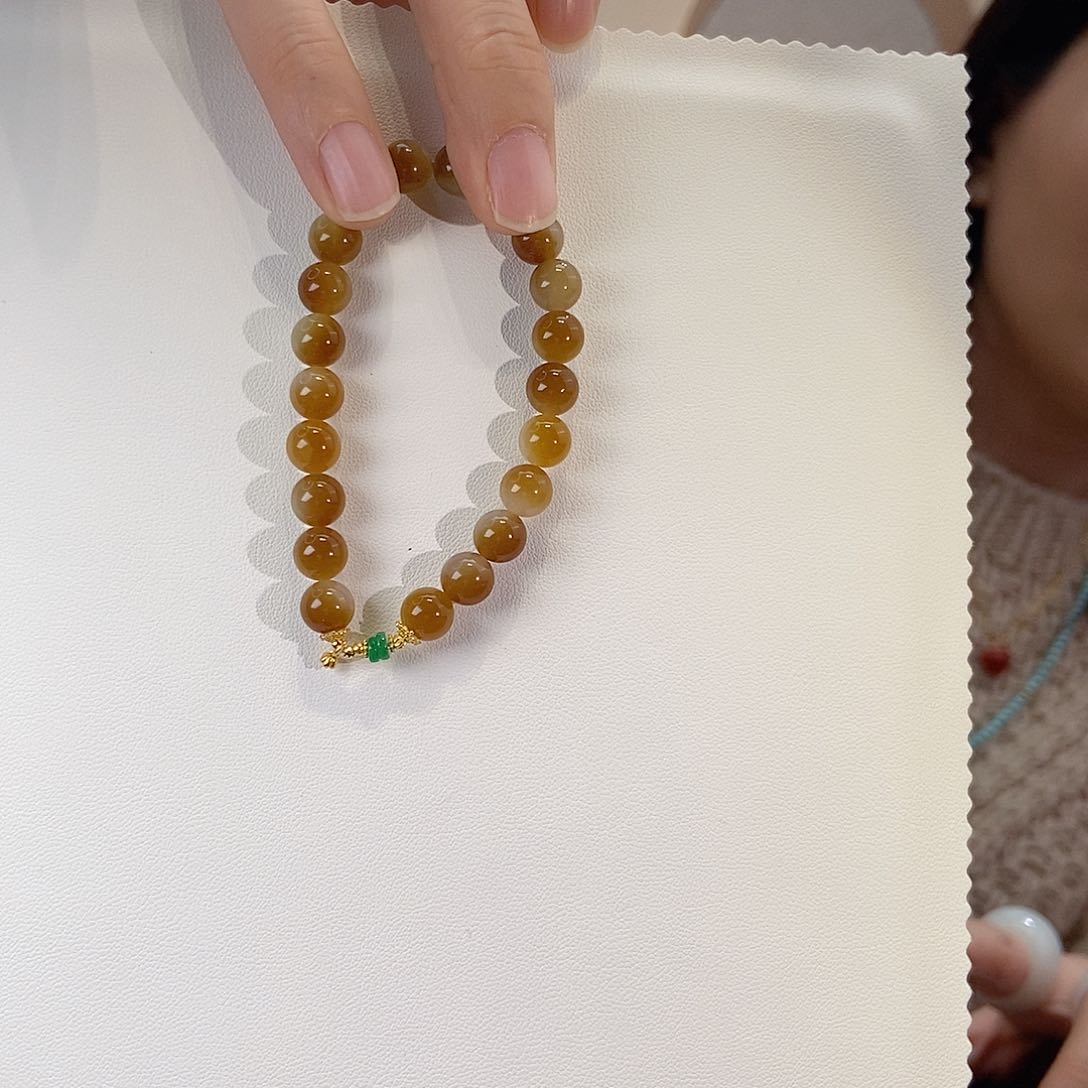 18K金镶嵌手链和田玉（糖玉）