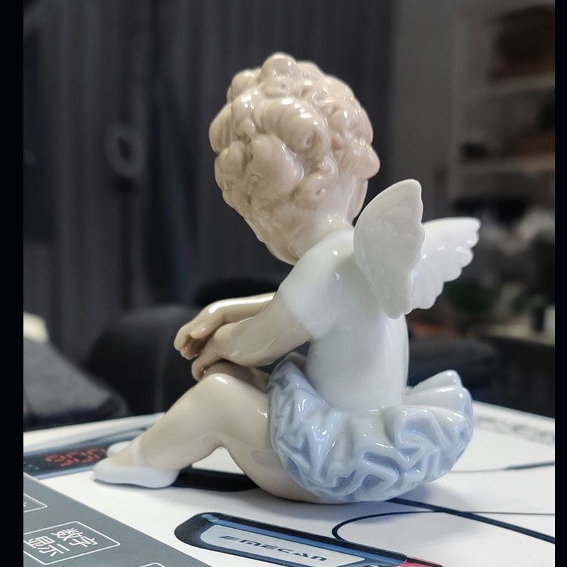 尊匠《晶瓷回眸芭蕾小仙童》复古蕾丝裙家居客厅装饰品 高8cm