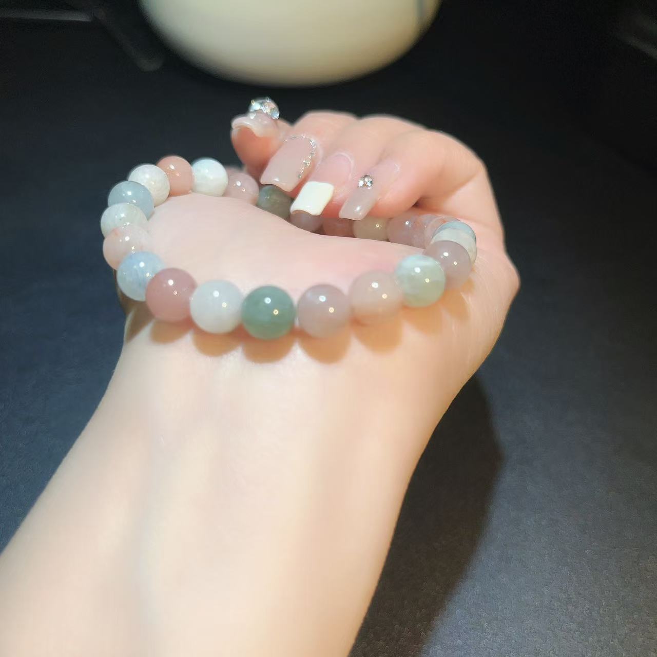 天然彩色兔毛手串8.6MM