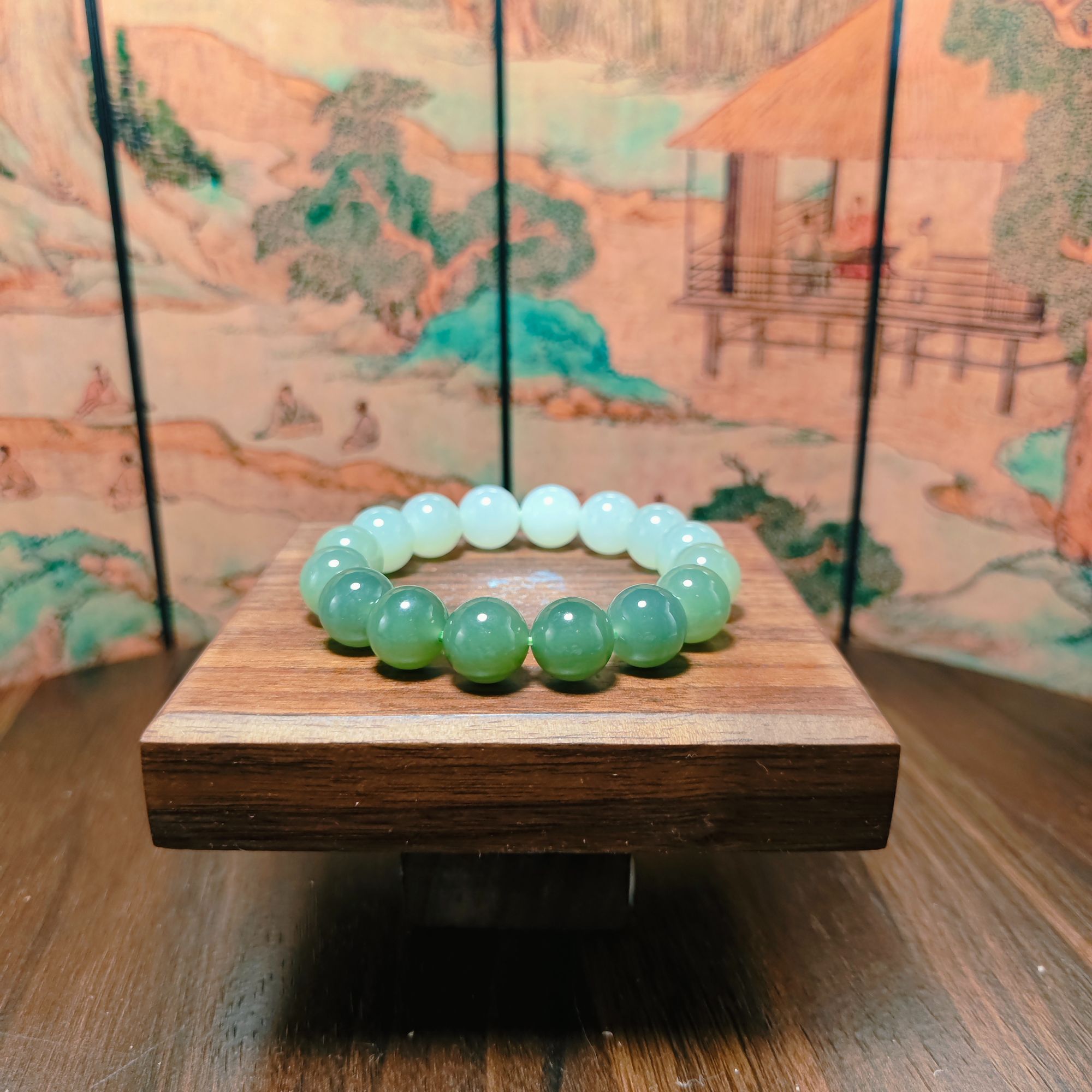 Z和田玉圆珠渐变手串2139