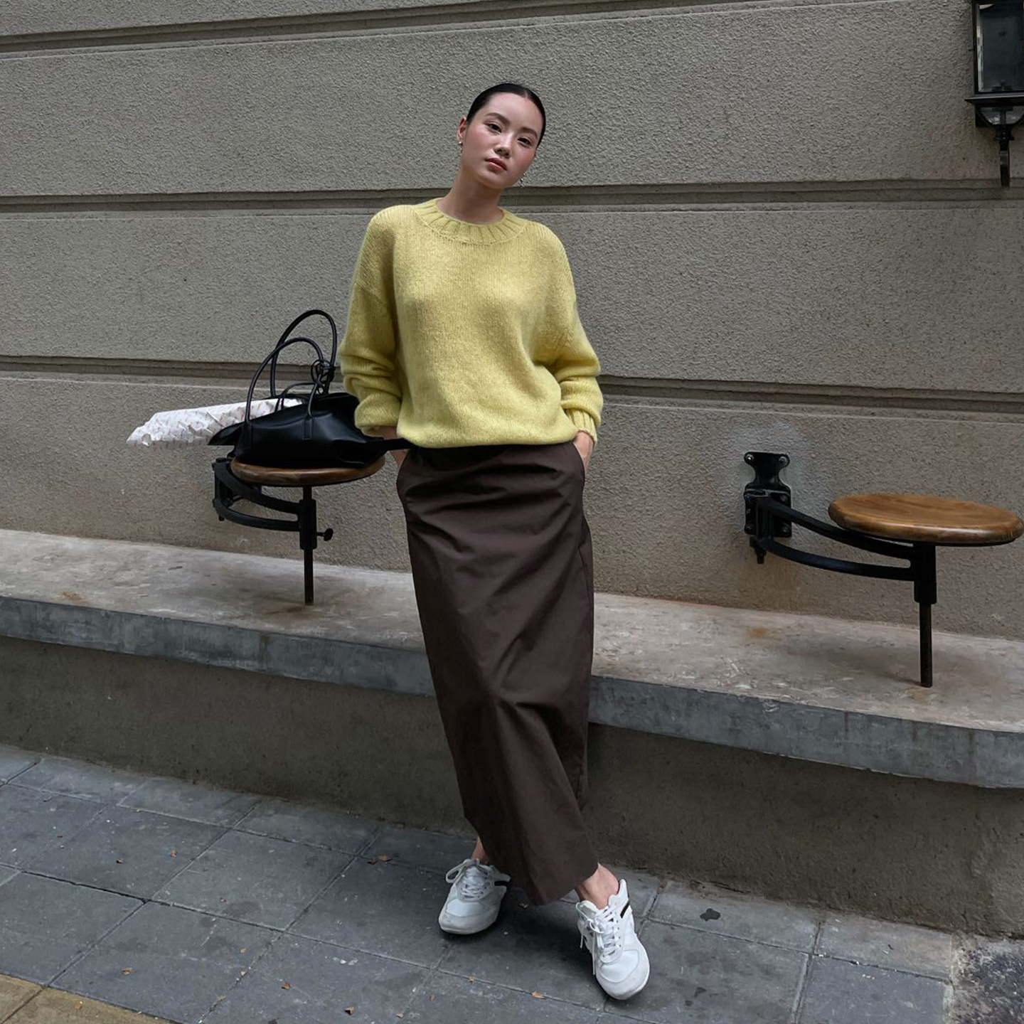 PURITYYH法式温柔简约百搭半身裙2025新款时尚休闲设计咖色中长裙