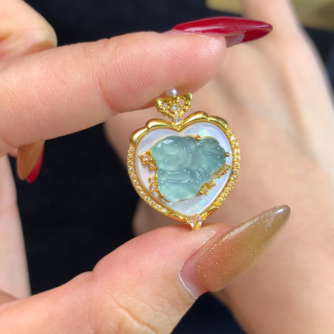 翡翠挂件银S925镶嵌仙女