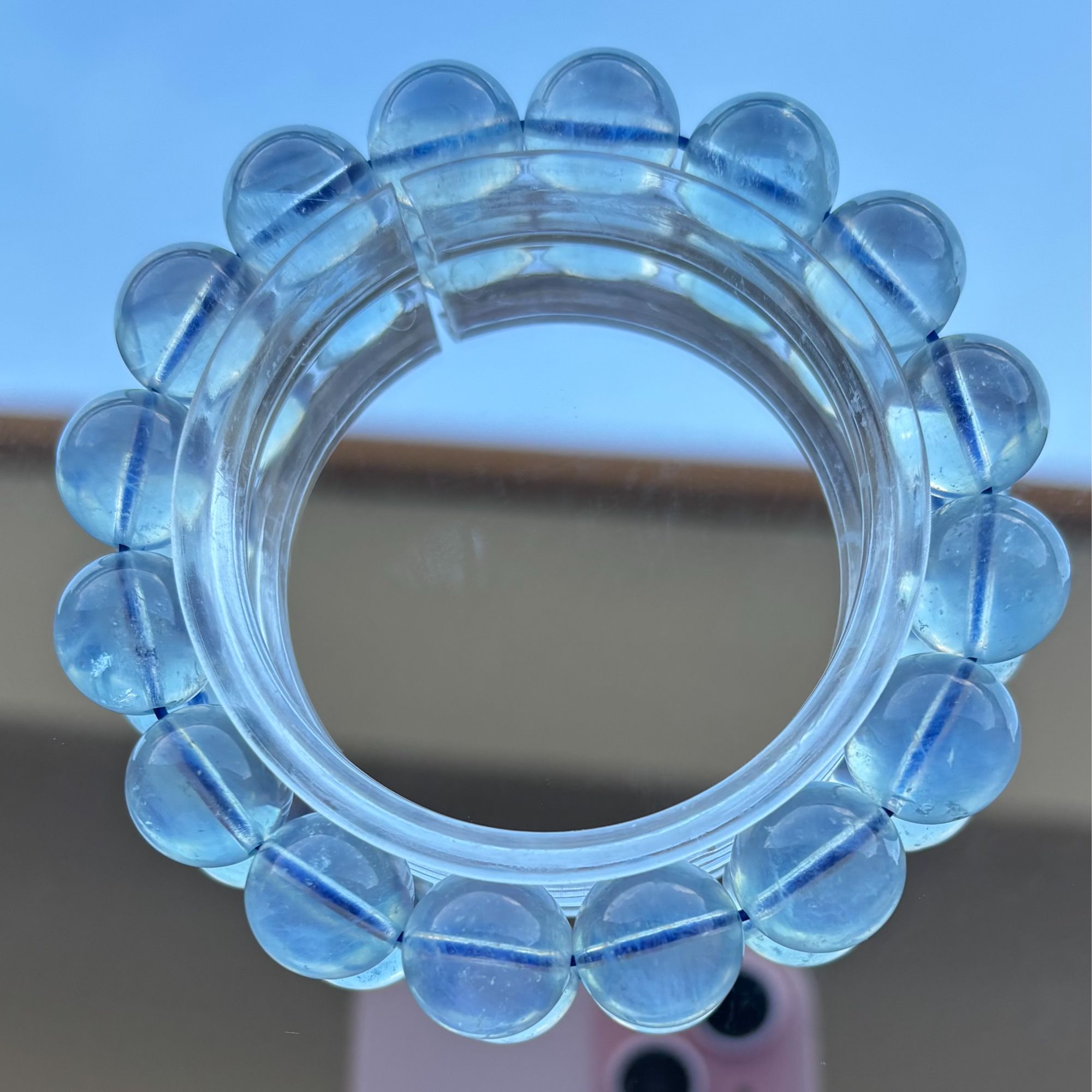天然海蓝宝手串男女同款高品质12mm+大咪数素圈QIC先鉴定后发货