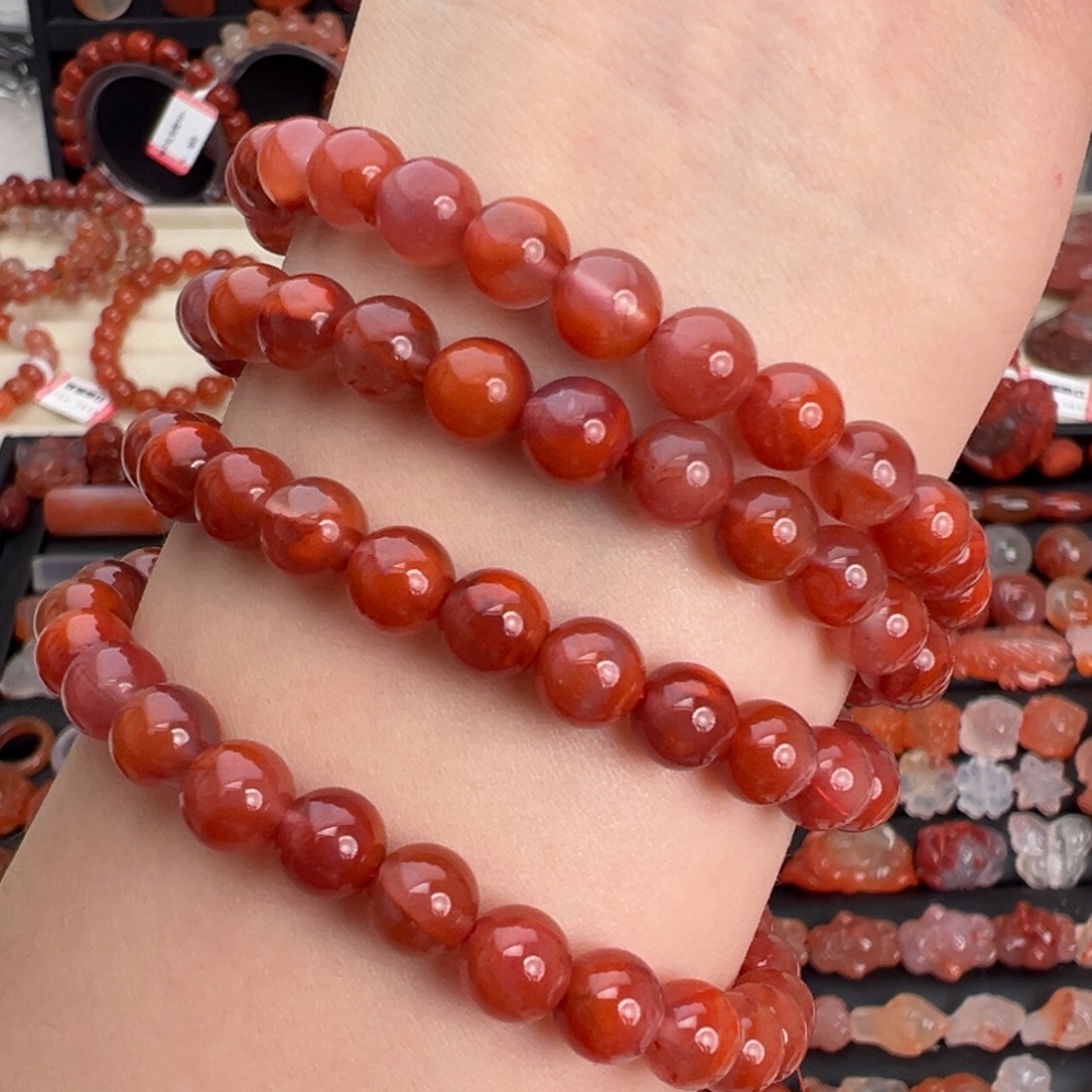 南红玛瑙未镶嵌颈饰火焰多圈卡6+