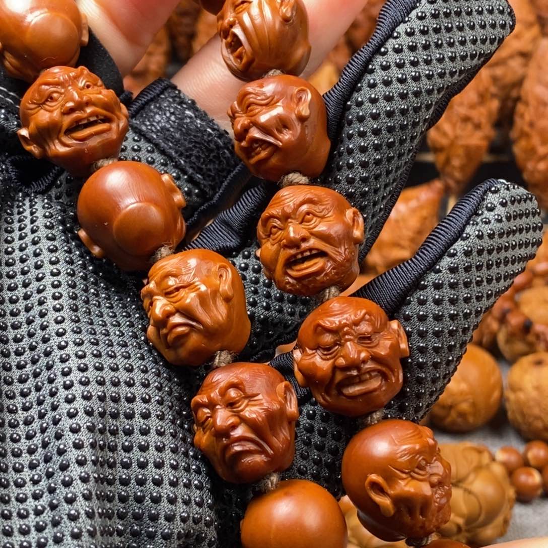 橄榄核手串/手链1.6写实单面十八罗汉手持脖挂