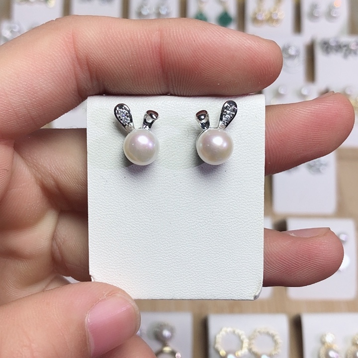 淡水珍珠耳饰银S925镶嵌