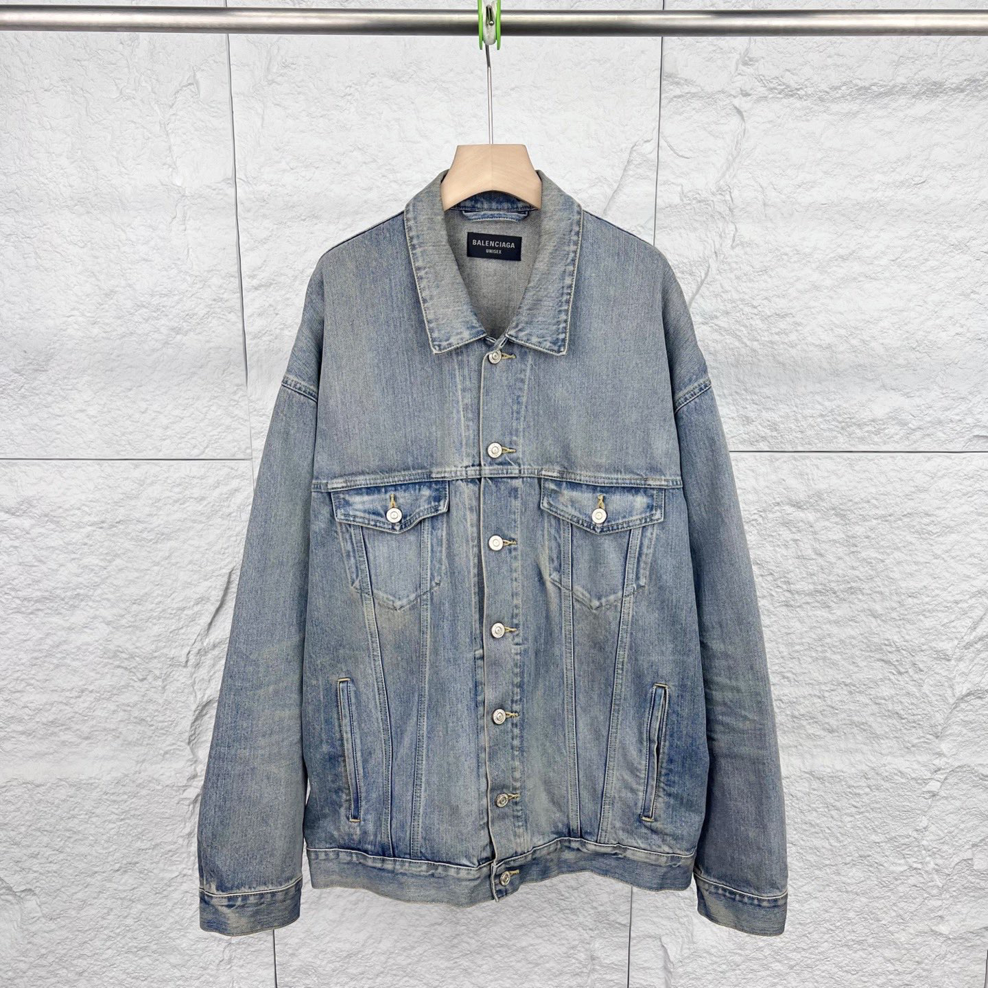 99新 Balenciaga/巴黎世家 2码/蓝色水洗长袖牛仔夹克/15811040