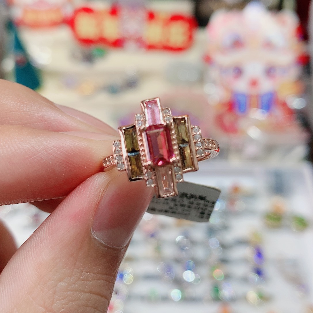 碧玺戒指戒指银S925镶嵌