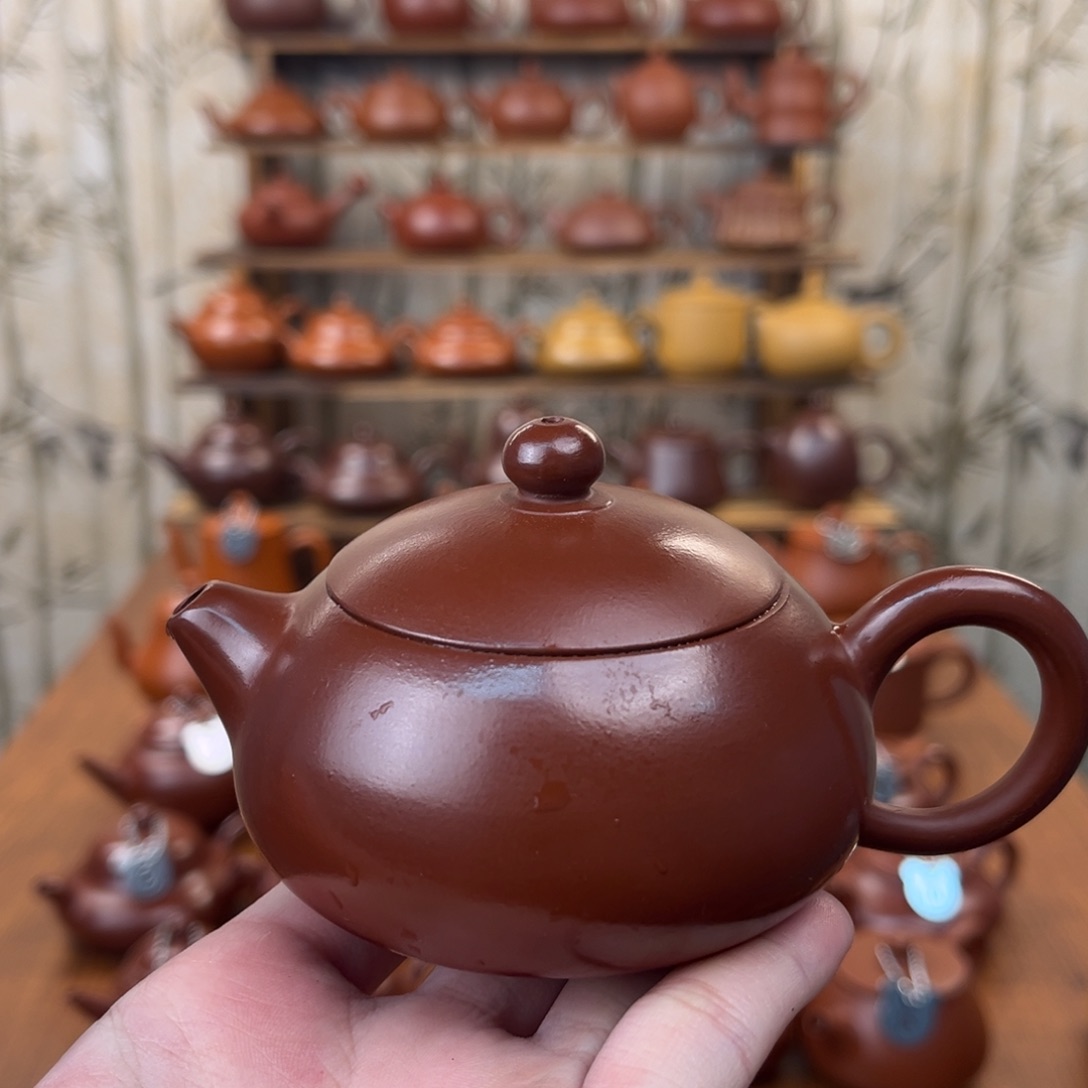 紫砂茶壶潮州原矿朱泥扁西施110c